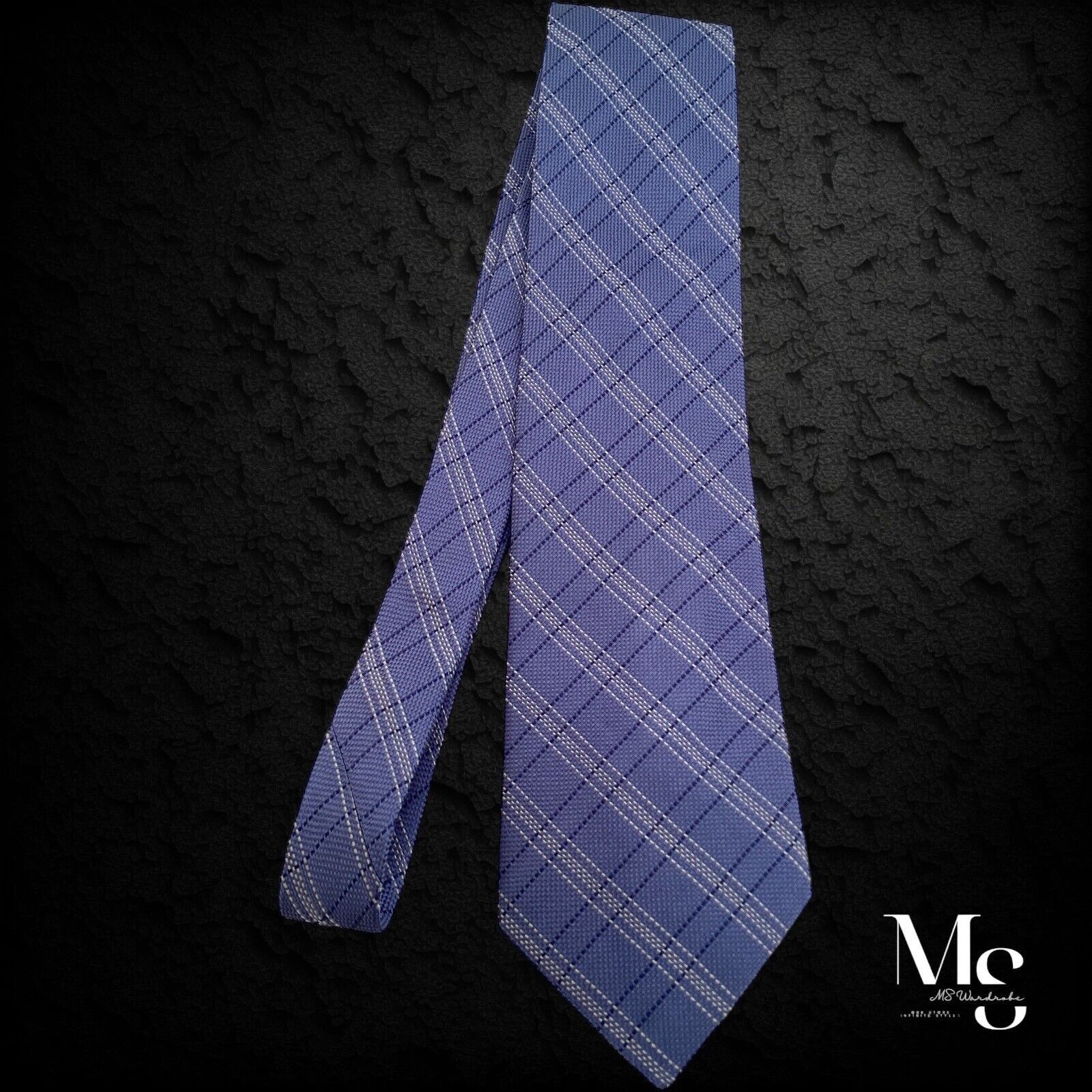 Canali CANALI Blue PLaid Silk Tie Made In Italy W: 3.75" EX COND Size ONE SIZE - 6 Thumbnail