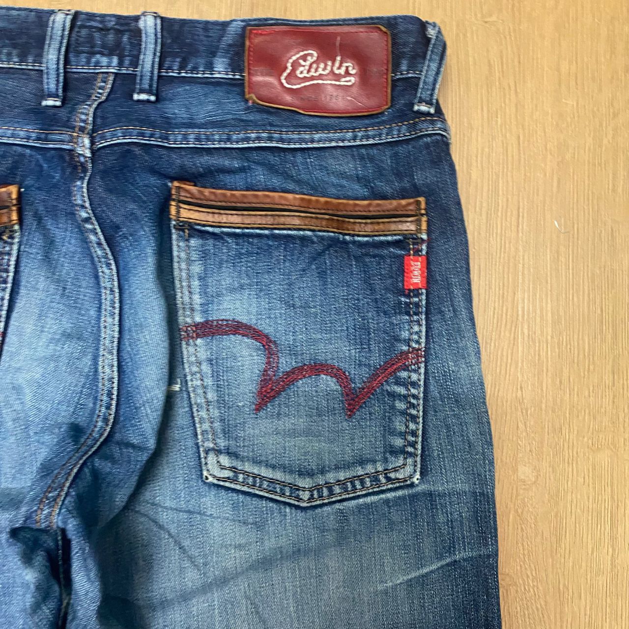 Edwin Vintage Edwin Blue Trip Distressed Denim Size US 31 - 13 Thumbnail