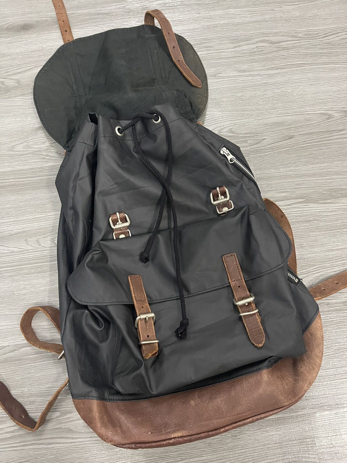 Union made ciaopanic Leather and tech nylon rucksack pack