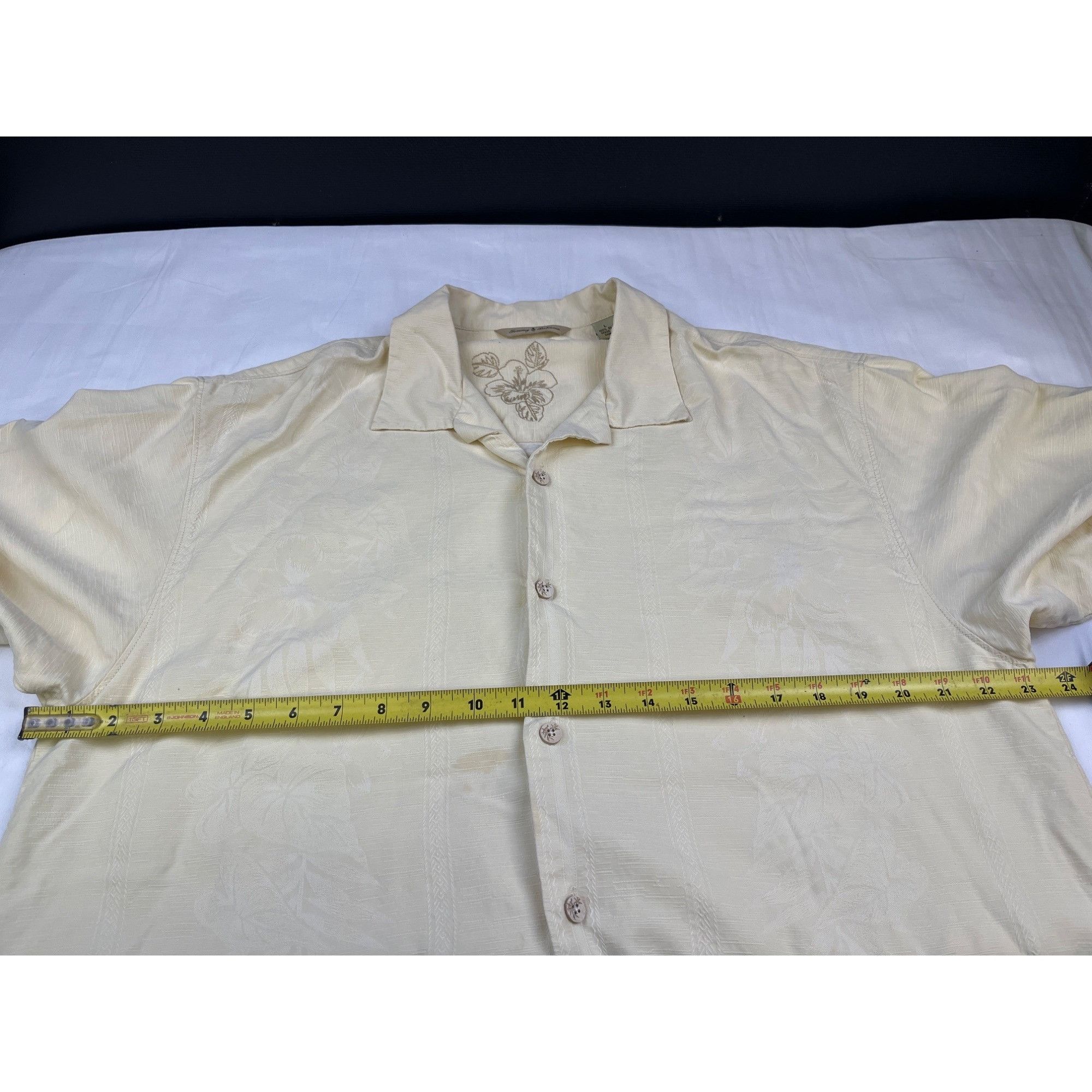 Tommy Bahama Tommy Bahama Men's Yellow Silk Hawaiian Shirt/Button Up Sz L Size US L / EU 52-54 / 3 - 7 Thumbnail