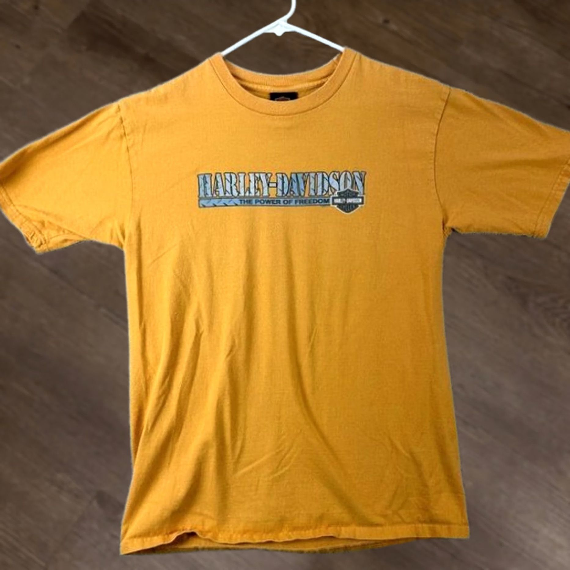 Harley Davidson Harley-Davidson T-Shirt Adult Large Yellow Cotton Graphic Tee Made In USA Mens Size US L / EU 52-54 / 3 - 1 Thumbnail