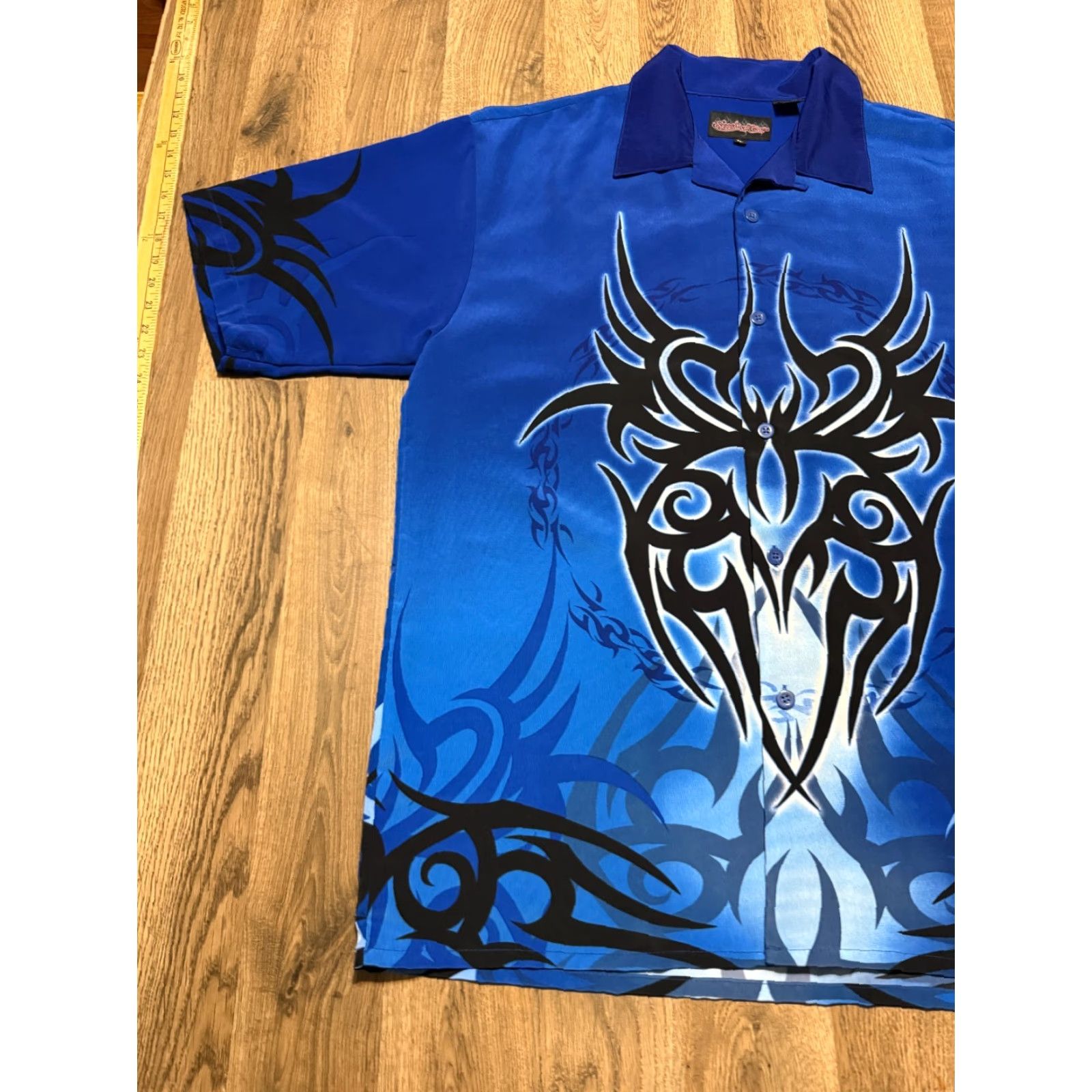 Vintage Sapphire Lounge Shirt Men's XL Blue Black White Short Sleeve Button Up Shirt Size US XL / EU 56 / 4 - 3 Thumbnail