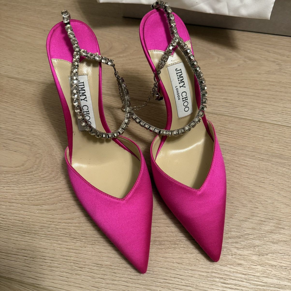 Jimmy Choo Nib Jimmy Choo Saeda 100 Embellished Ankle Strap Pumps Size US 7.5 / IT 37.5 - 7 Thumbnail