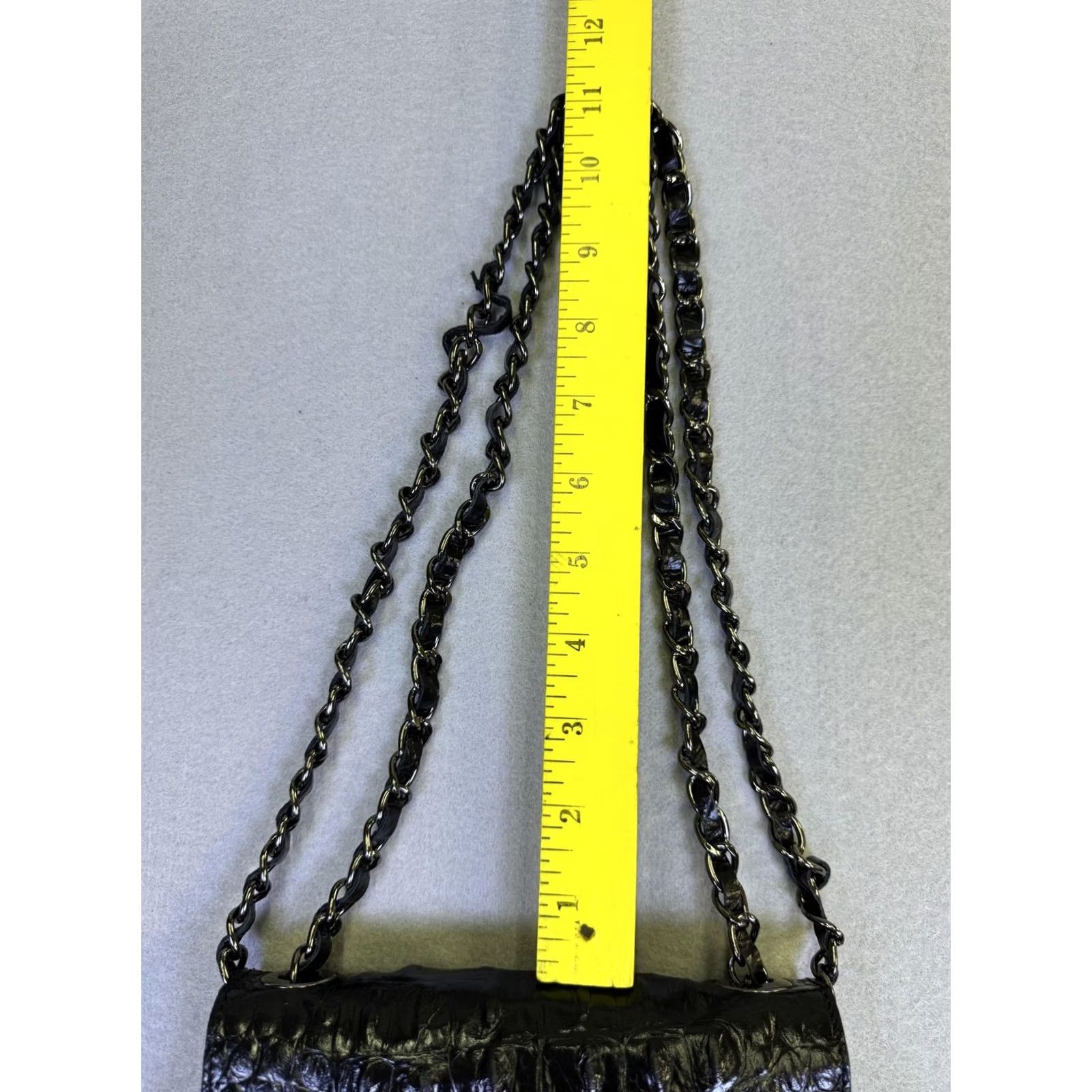 Vintage Scheilan Shoulder Bag Womens Mini Black Crocodile Leather Chain Strap Turn Lock Size ONE SIZE - 5 Thumbnail