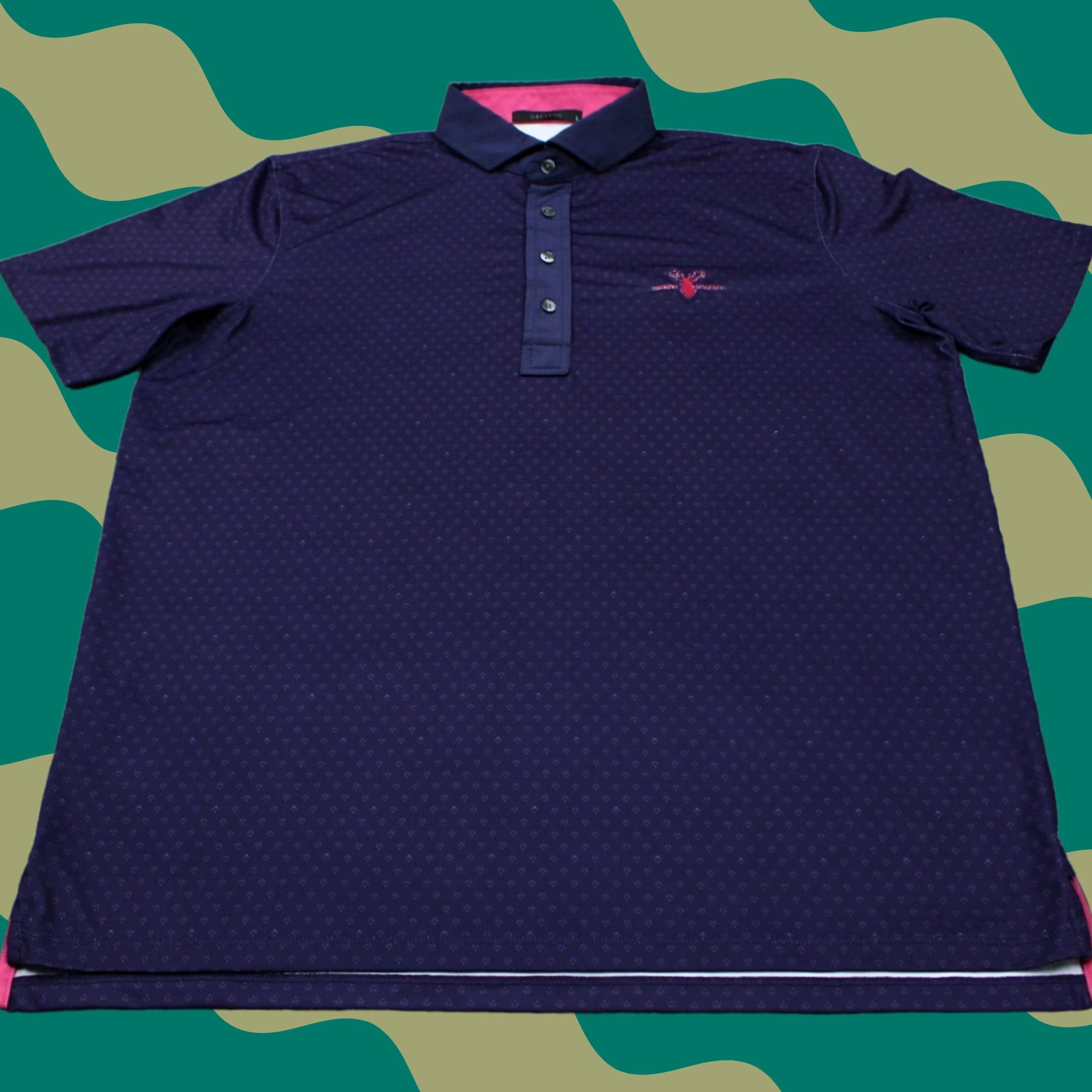 Vintage Greyson Polo Shirt Mens Large Purple Geometric Short Sleeve Pullover Size US L / EU 52-54 / 3 - 1 Thumbnail