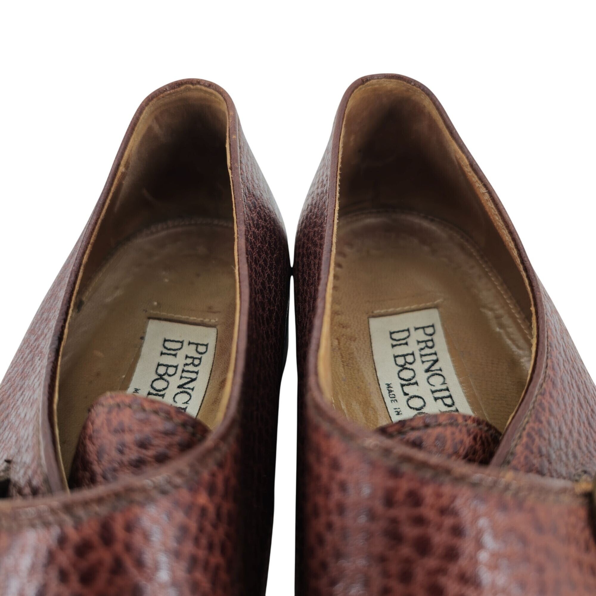 Principe Principe Di Bologna Italy Vintage Mens 12 Brown Pebble Grain Size US 12 / EU 45 - 8 Thumbnail