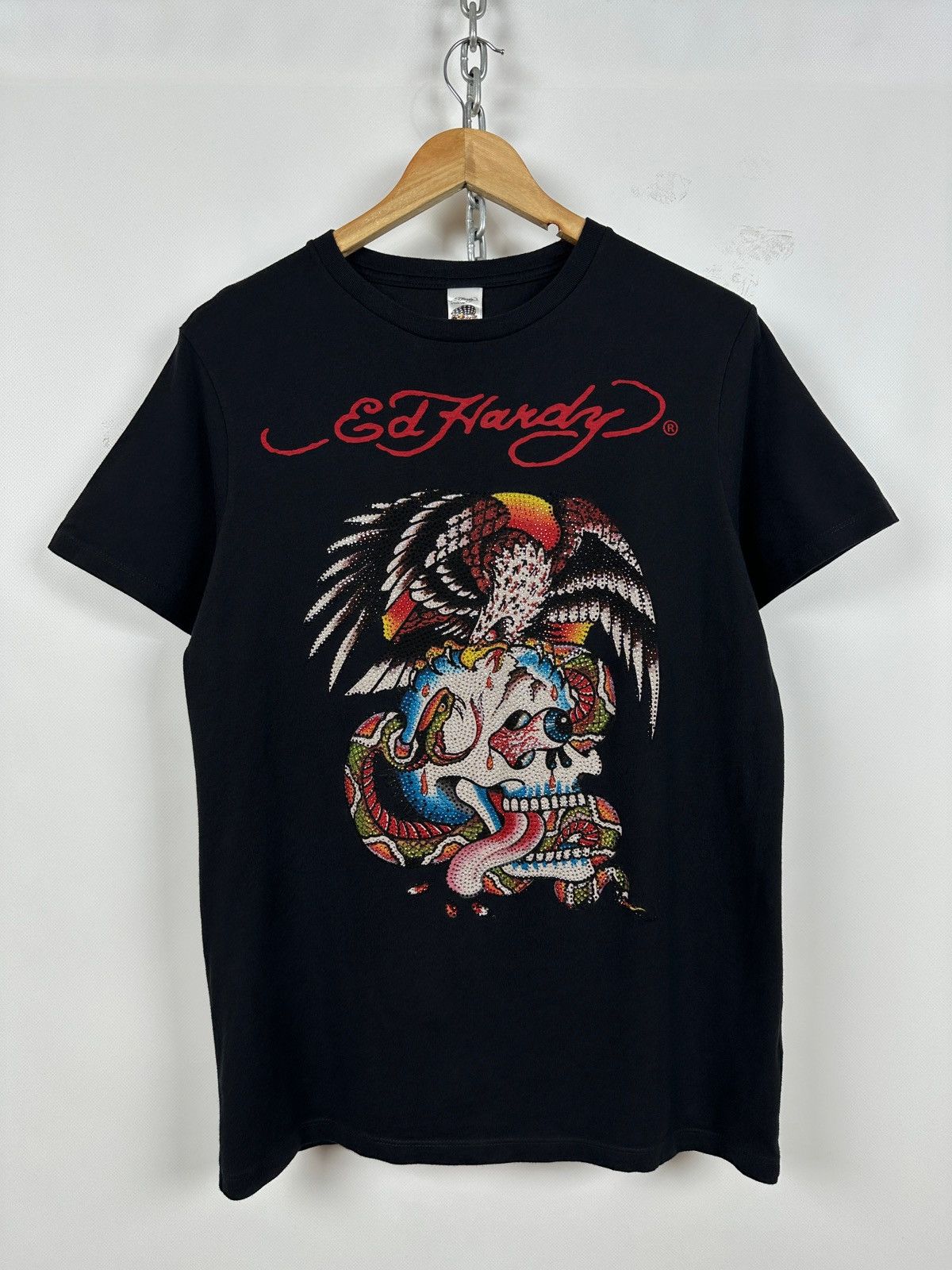 Ed Hardy Vintage Ed Hardy Rhinestones Skull Eagle Snake Black T-Shirt Size US M / EU 48-50 / 2 - 1 Thumbnail