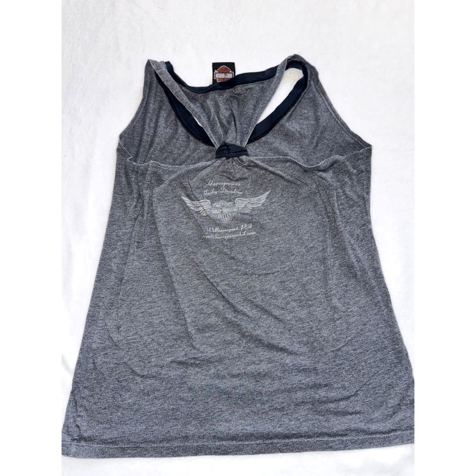 Harley Davidson Y2K Harley Davidson Women's Tank Top LG Williamsport Grunge Biker Gray Solid Sleeveless Scoop Neck Casual Cotton Blend Biker Motorcycle USA Size L / US 10 / IT 46 - 4 Thumbnail