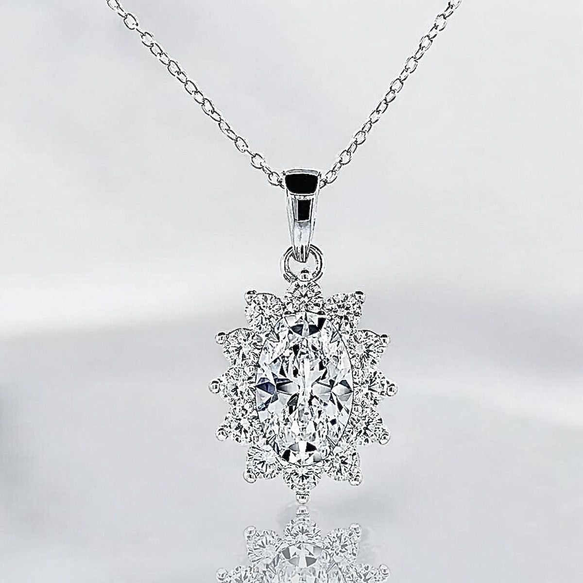 Other 18K White Gold Plated Over Brass Oval Cube Zirconia Necklace Size ONE SIZE - 2 Thumbnail