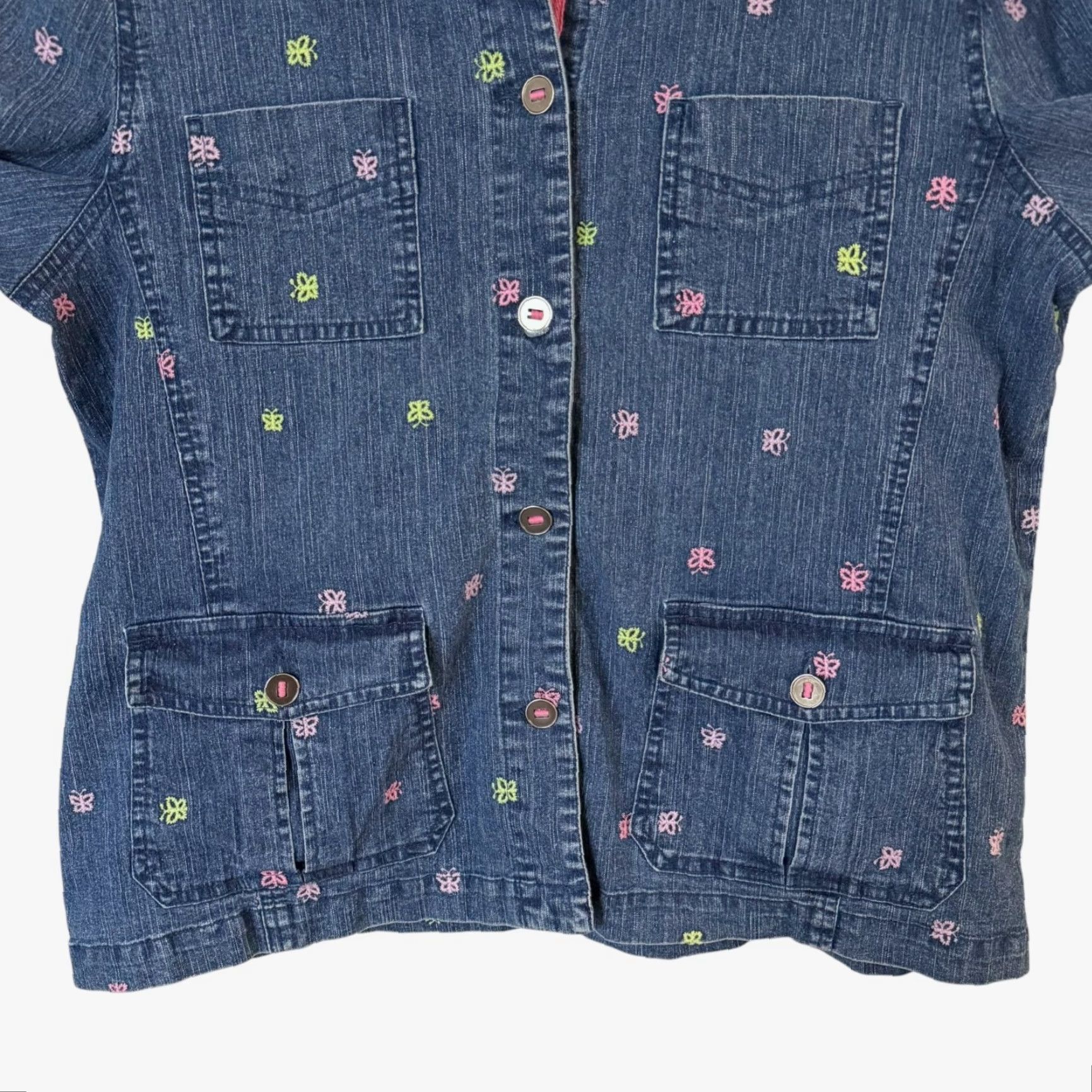 Vintage Alfred Dunner Button-Front Denim Jacket Blue Women's 12 Butterfly Embroidery Jacket Jeans Size XL / US 12-14 / IT 48-50 - 6 Thumbnail