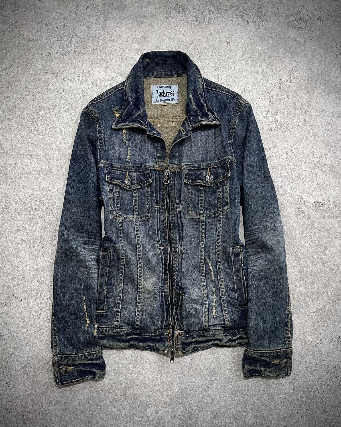 JACKROSE Jackrose Damaged Denim Biker Jacket Size US M / EU 48-50 / 2 - 1 Thumbnail