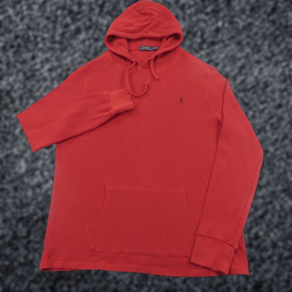 Polo Ralph Lauren Polo Ralph Lauren Hoodie Mens XL Red Waffle Thermal Pony Pullover Sweatshirt Sweater Knit Crew Neck Hooded Pockets Logo Embroidered Size US M / EU 48-50 / 2 - 1 Thumbnail
