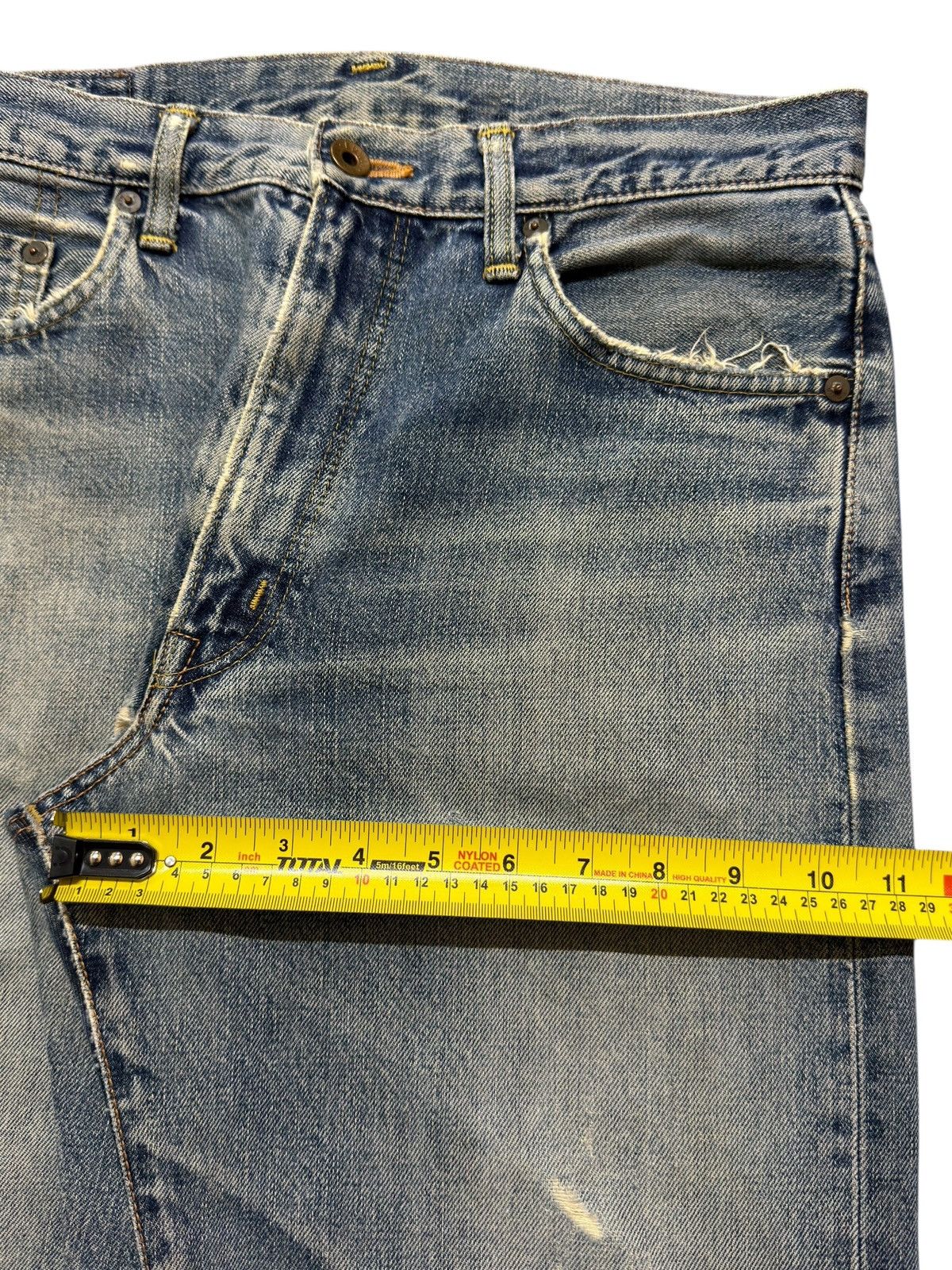 Vintage 90s Edwin 505xx Selvedge Blue Faded Wash Distressed