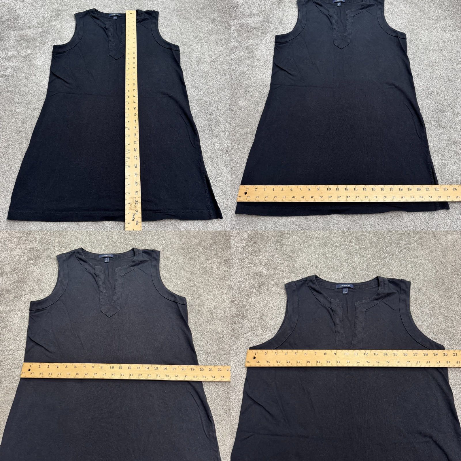 Lands' End Lands' End Midi Shift Dress Womens Medium Black V-Neck Cotton Casual Summer Size M / US 6-8 / IT 42-44 - 8 Thumbnail