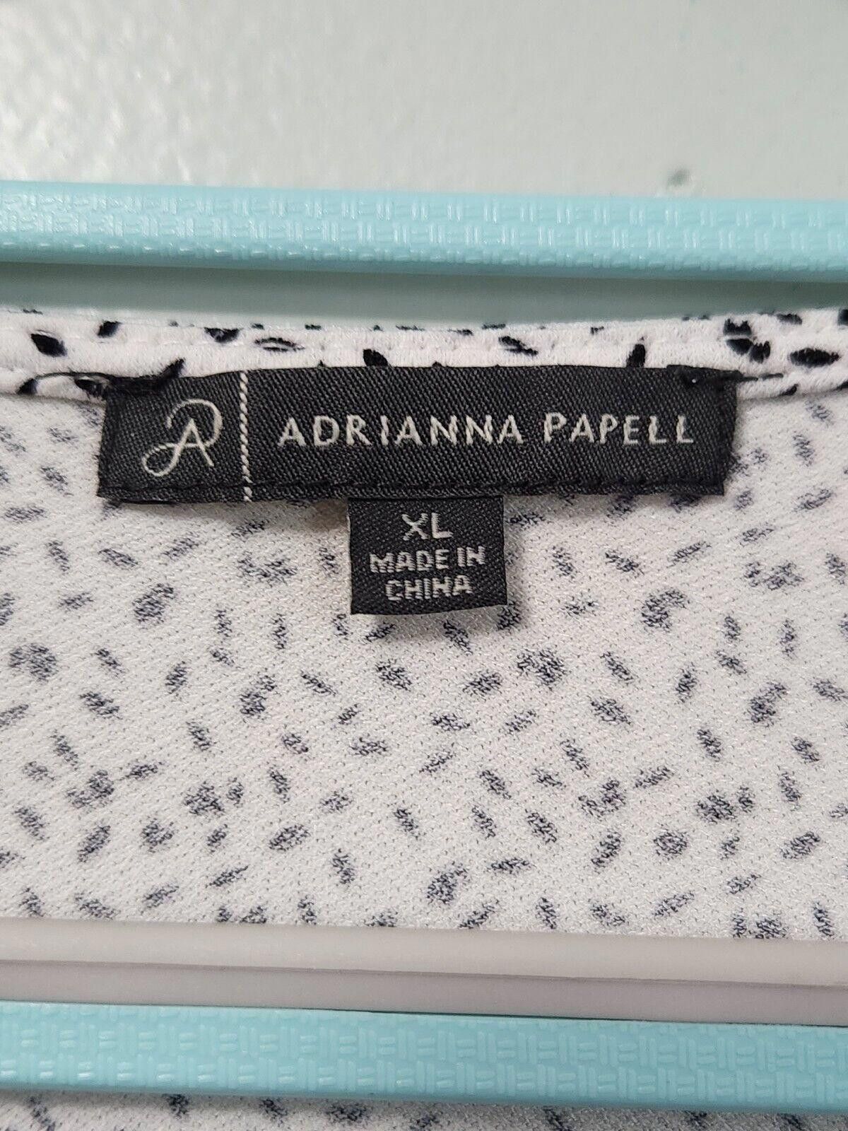 Designer Adrianna Papell Top XL Polka Dot Flutter SS Blouse White XL Size XL / US 12-14 / IT 48-50 - 4 Thumbnail
