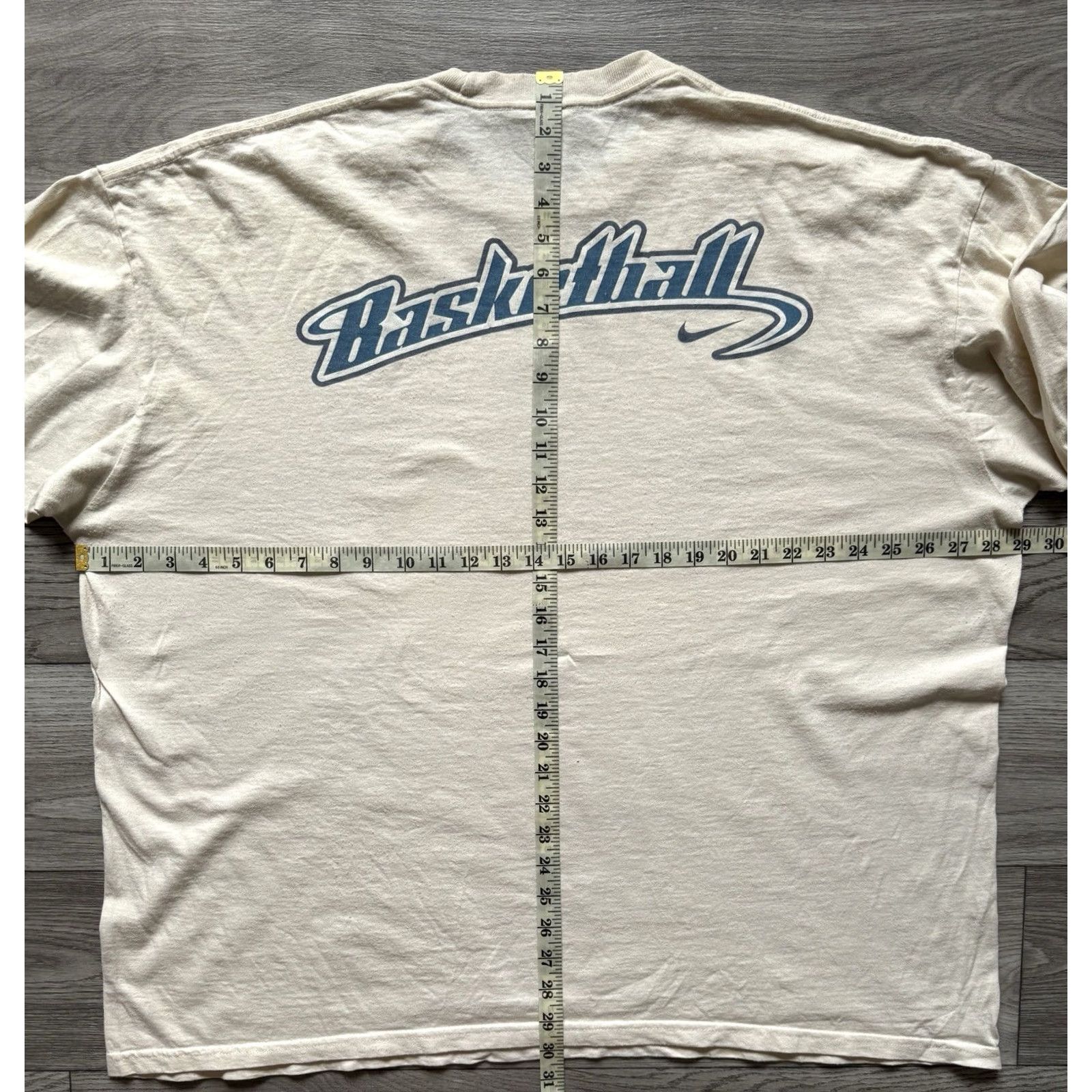 Nike VINTAGE Nike Basketball Swoosh Long Sleeve Shirt Beige XXL Men 90s Pullover Cotton Bball Center Swoosh USA Size US XXL / EU 58 / 5 - 2 Thumbnail