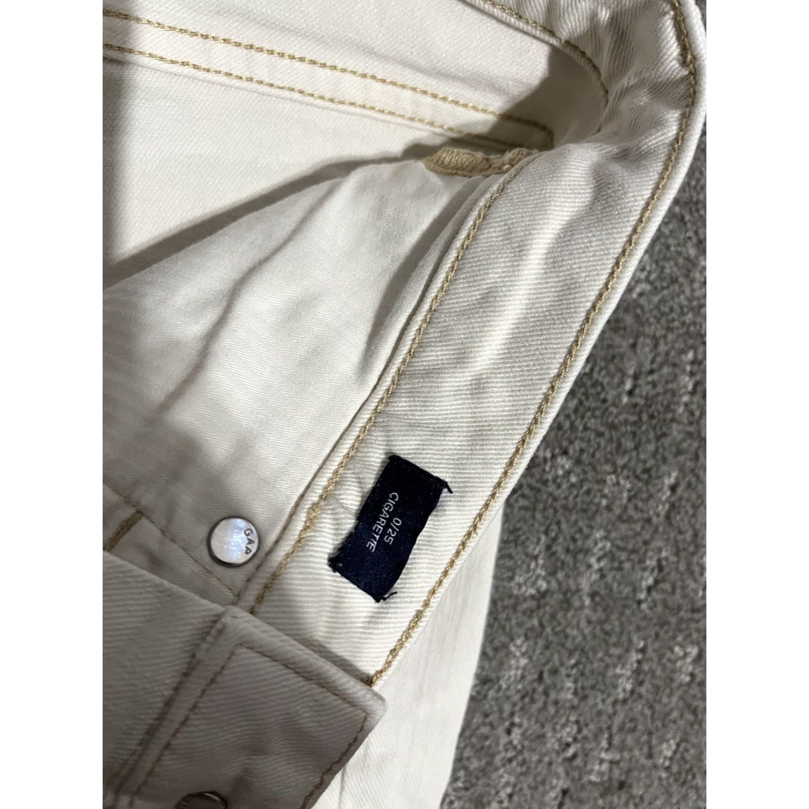 Gap VINTAGE Gap Cigarette Jeans Womens 0 White Denim Ankle Stretch High Rise 27.5in Classic Slim Size 25" / US 0 / IT 36 - 6 Thumbnail