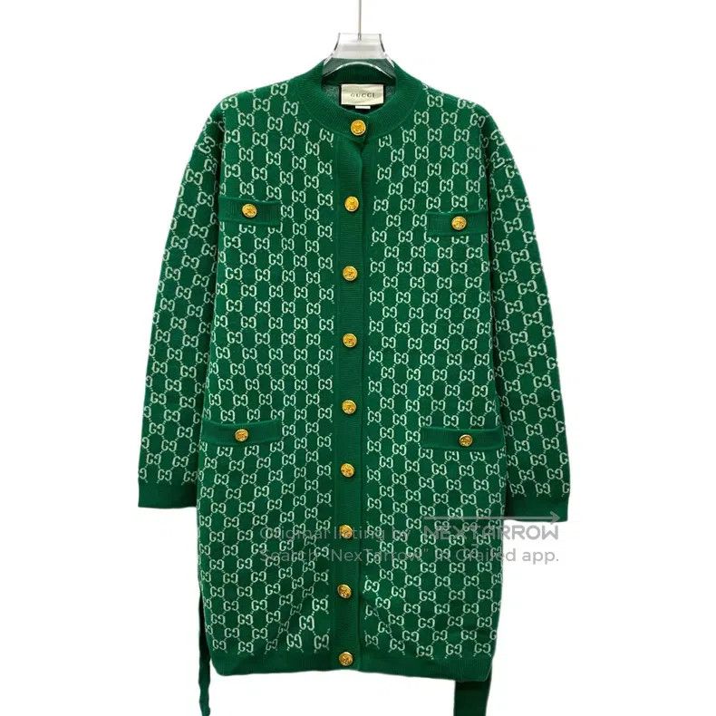 Gucci Gucci Green logo jacquad full-print wool single-breasted l Size XS / US 0-2 / IT 36-38 - 1 Thumbnail