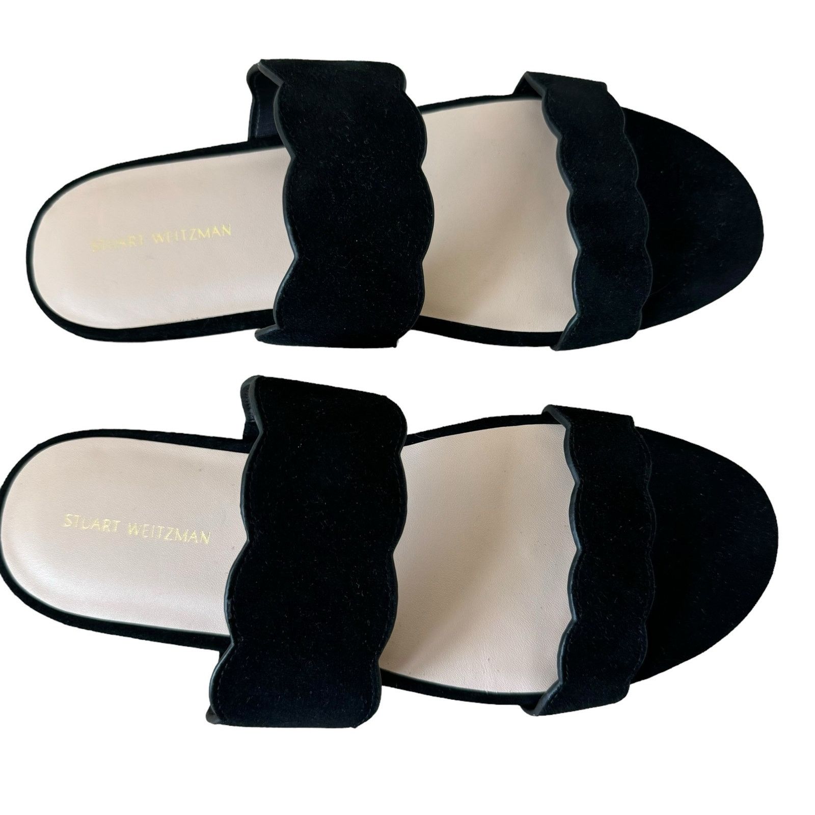 Stuart Weitzman STUART WEITZMAN Santorini scalloped suede sandals Black 8.5 Size US 8.5 / IT 38.5 - 2 Thumbnail