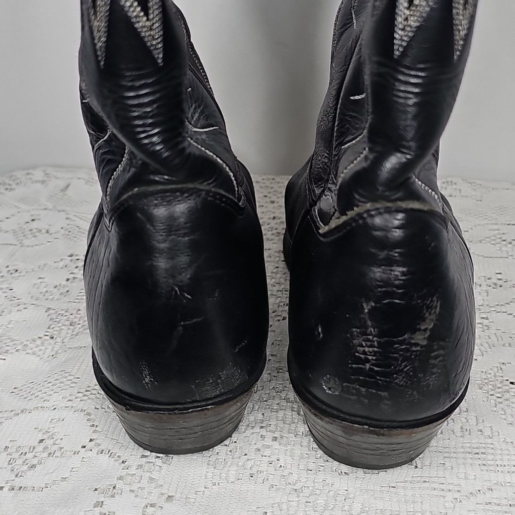 Nocona Nocona black bullhide leather cowboy rodeo western boots 9 Size US 9 / EU 42 - 6 Thumbnail