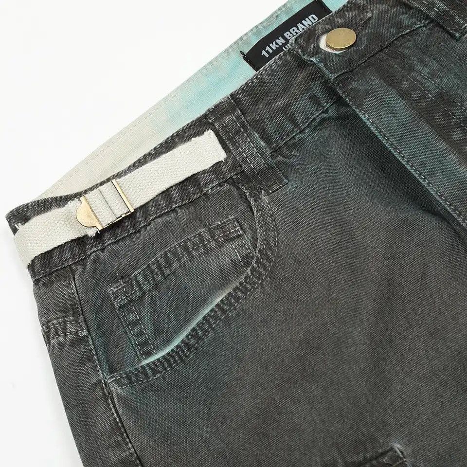 Cargo Jeans Multi-pocket Baggy Denim Pants Straight-leg