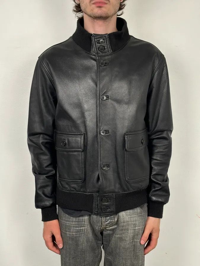 Daniele Alessandrini 2000s Daniele Alessandrini Black Buttoned Leather Jacket Size US M / EU 48-50 / 2 - 2 Thumbnail