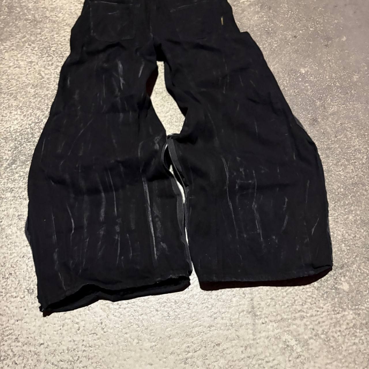Japanese Brand Custom Black Baggy Distressed Jeans Painted Wide Leg Size US 31 - 2 Thumbnail