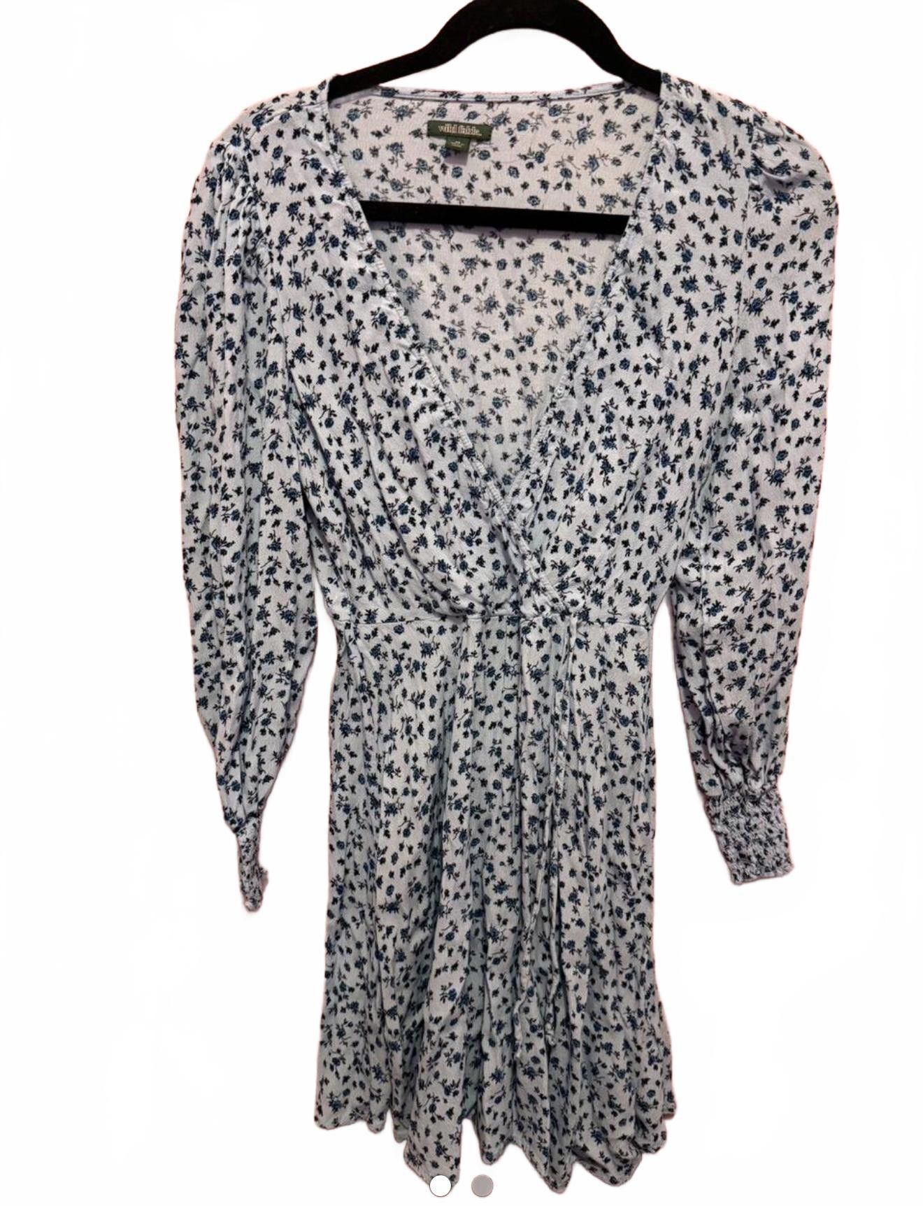 Designer Blue Floral Print Wrap Dress Size S / US 4 / IT 40 - 1 Thumbnail