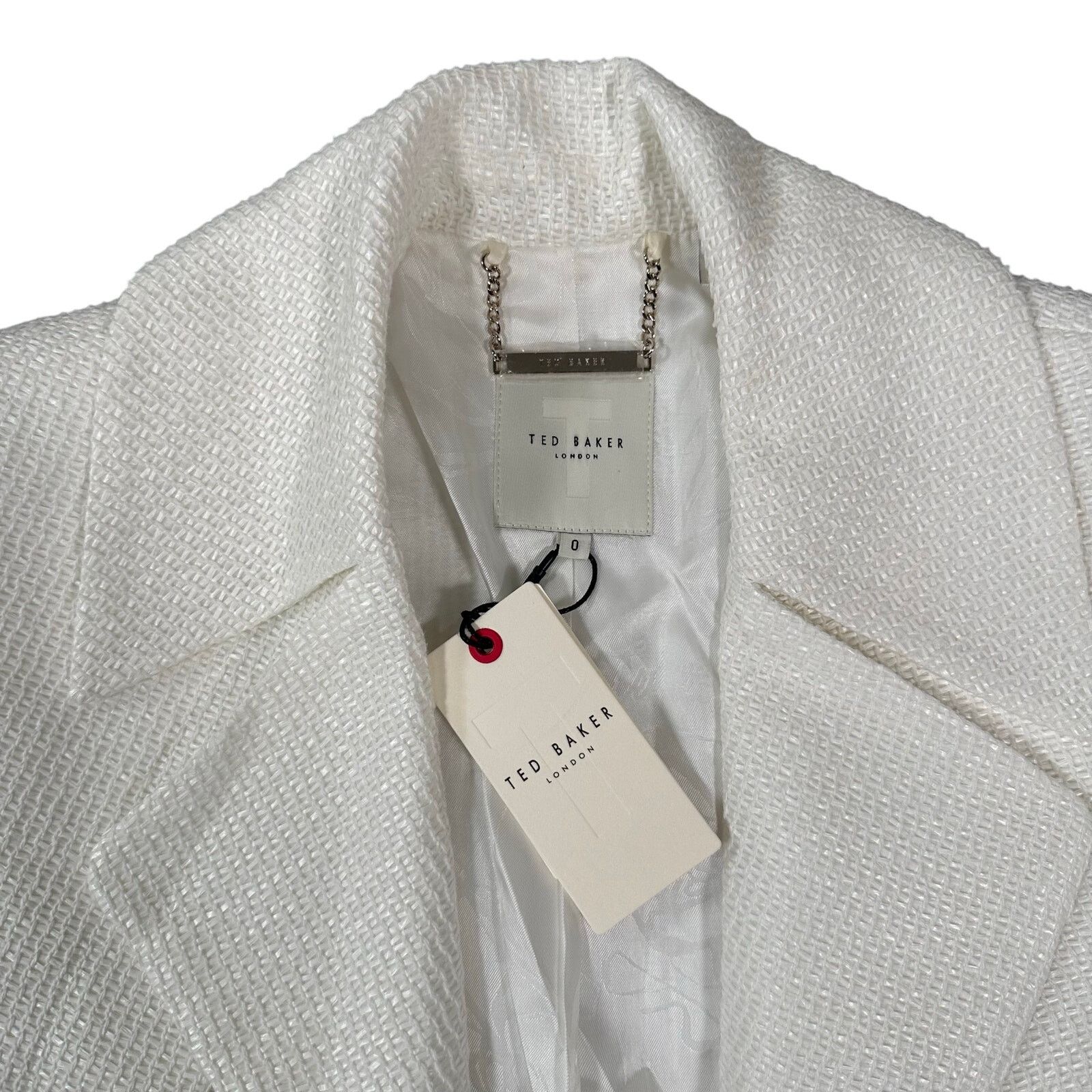 Ted Baker Ted Baker Shiroi Textured Weave Woven Jacket White Size 0 Size XS / US 0-2 / IT 36-38 - 6 Thumbnail