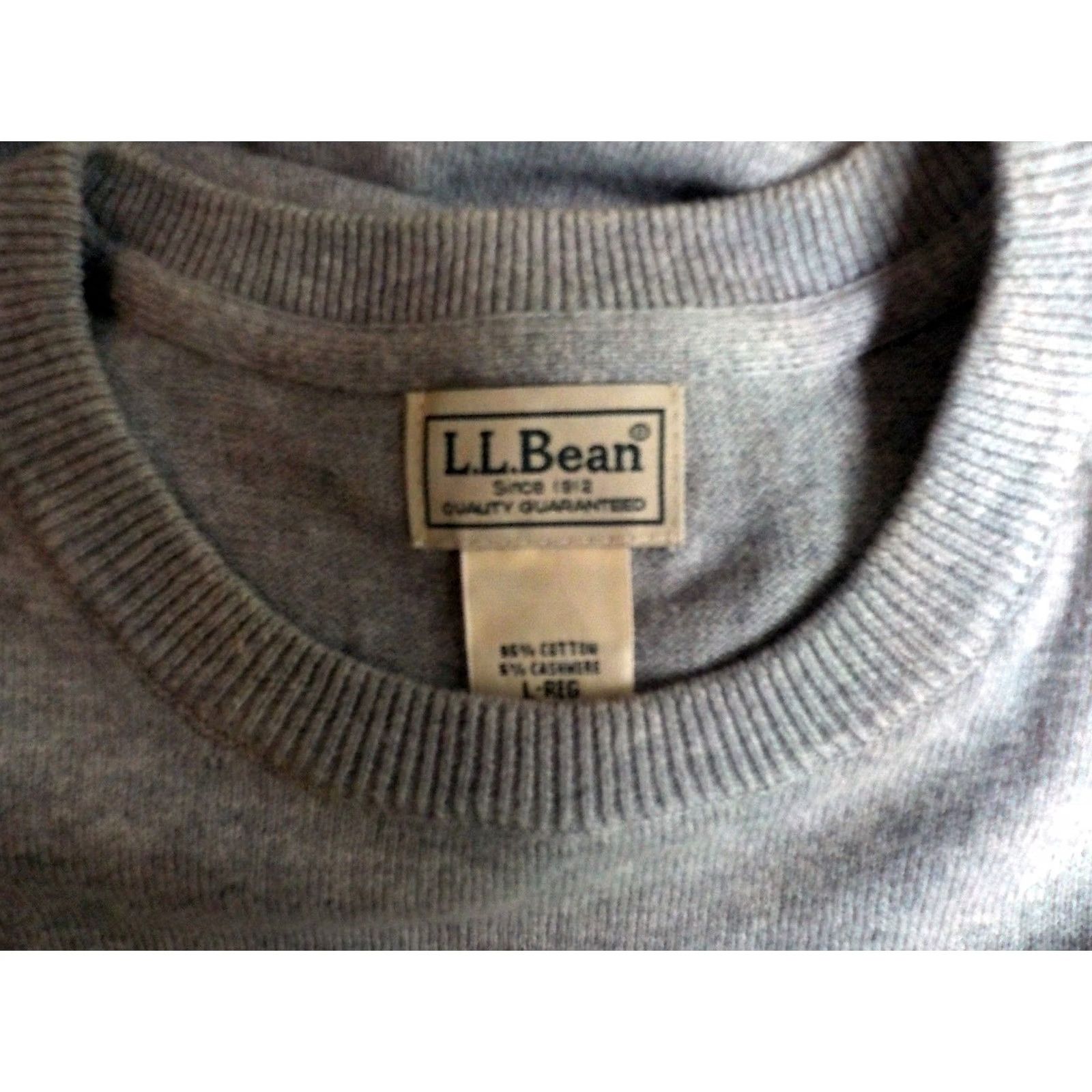 Vintage LL BEAN Crew Neck Pullover Sweater Gray - Cotton/Cashmere Sz LARGE Mens Pullover Knit Sweater Size US L / EU 52-54 / 3 - 4 Thumbnail