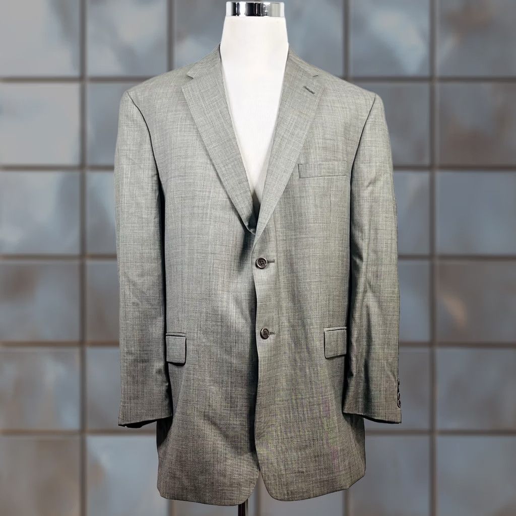 Tommy Hilfiger Tommy Hilfiger 46L Suit 40x32 Pleated 100% Wool Gray Two Button Lined Vented Wool Suit Mens 2 Piece Wide Notch Lapel Regular Fit 46/40 Gray Vintage No Size 40R - 1 Thumbnail