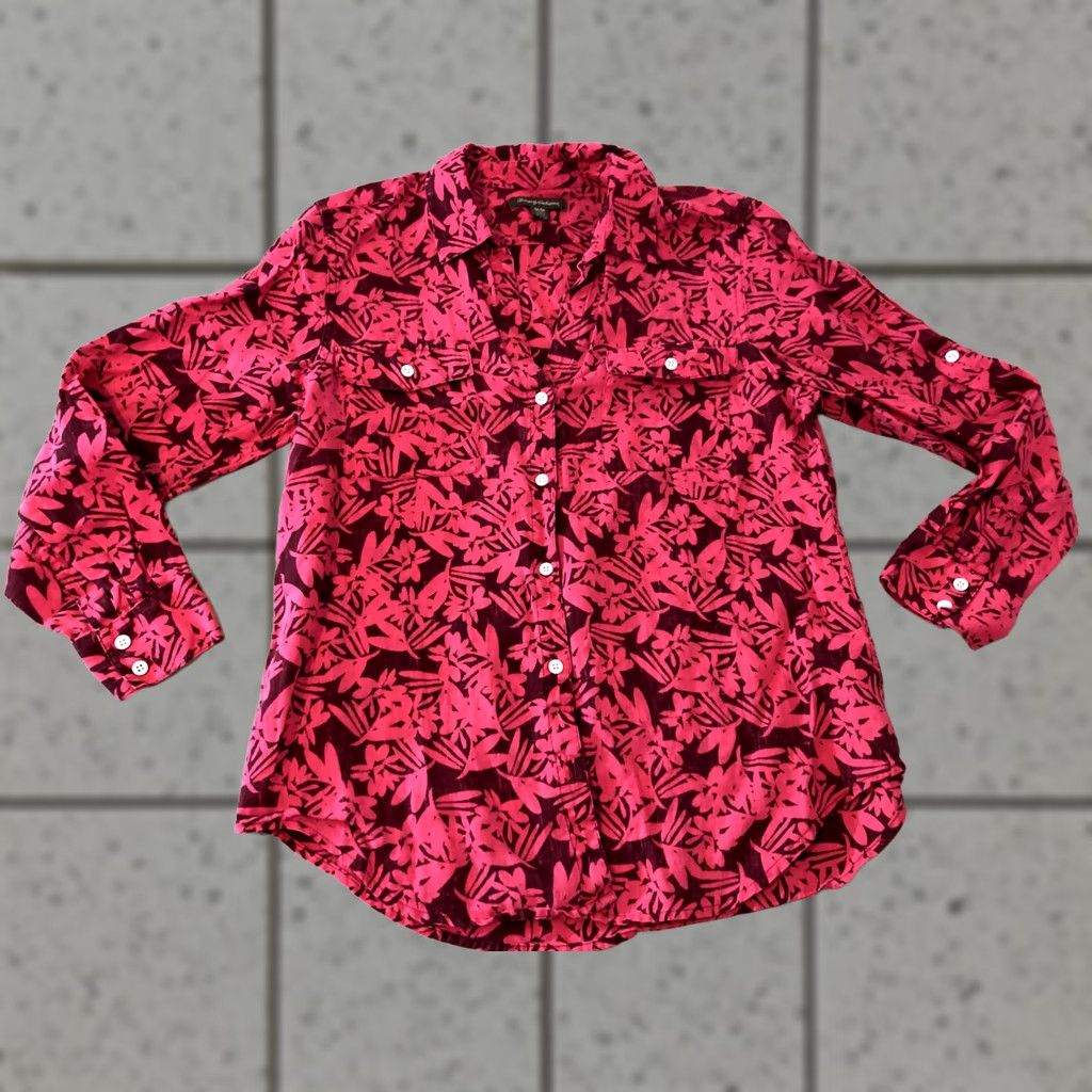 Tommy Bahama VINTAGE Womens Tommy Bahama Linen Dress Shirt M Medium Red Button Blouse Size M / US 6-8 / IT 42-44 - 1 Thumbnail