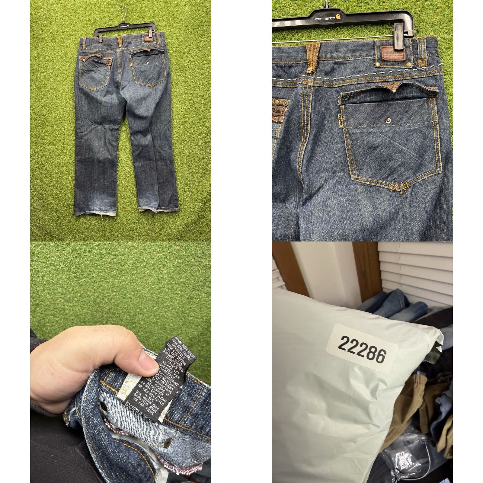Vintage Parish Jeans Mens 40 Baggy Wide-Leg Flap Pockets Grunge Dark Wash Denim y2k Jeans Size US 40 / EU 56 - 8 Thumbnail