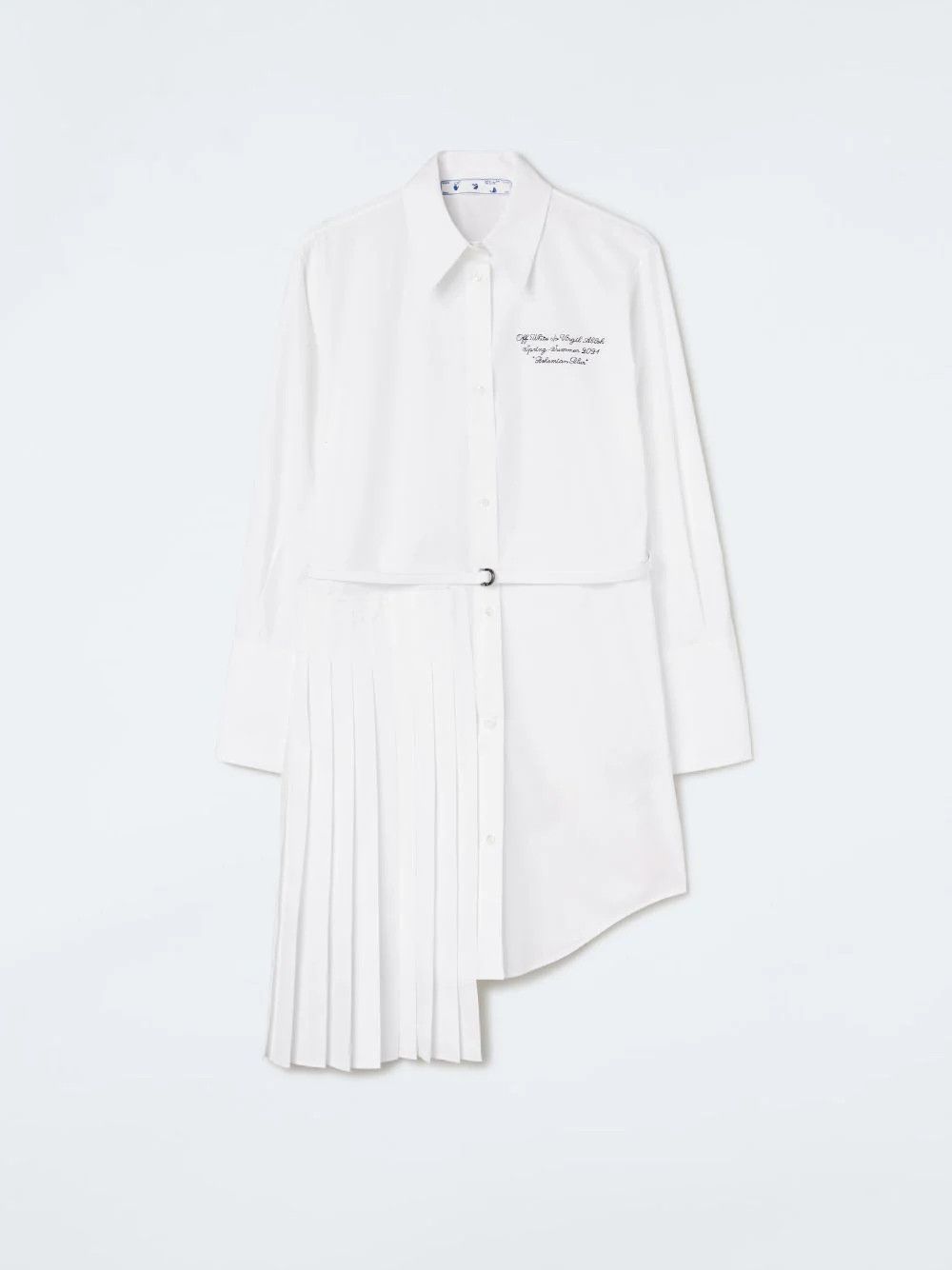 Off-White o1mle0824 Plisse Shirt Dress in White Size S / US 4 / IT 40 - 1 Thumbnail