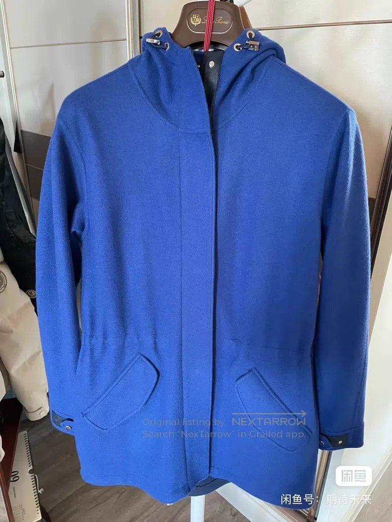 Loro Piana Loro Piana Blue baby cashmere coat with leather trimmings, Size XS / US 0-2 / IT 36-38 - 2 Thumbnail