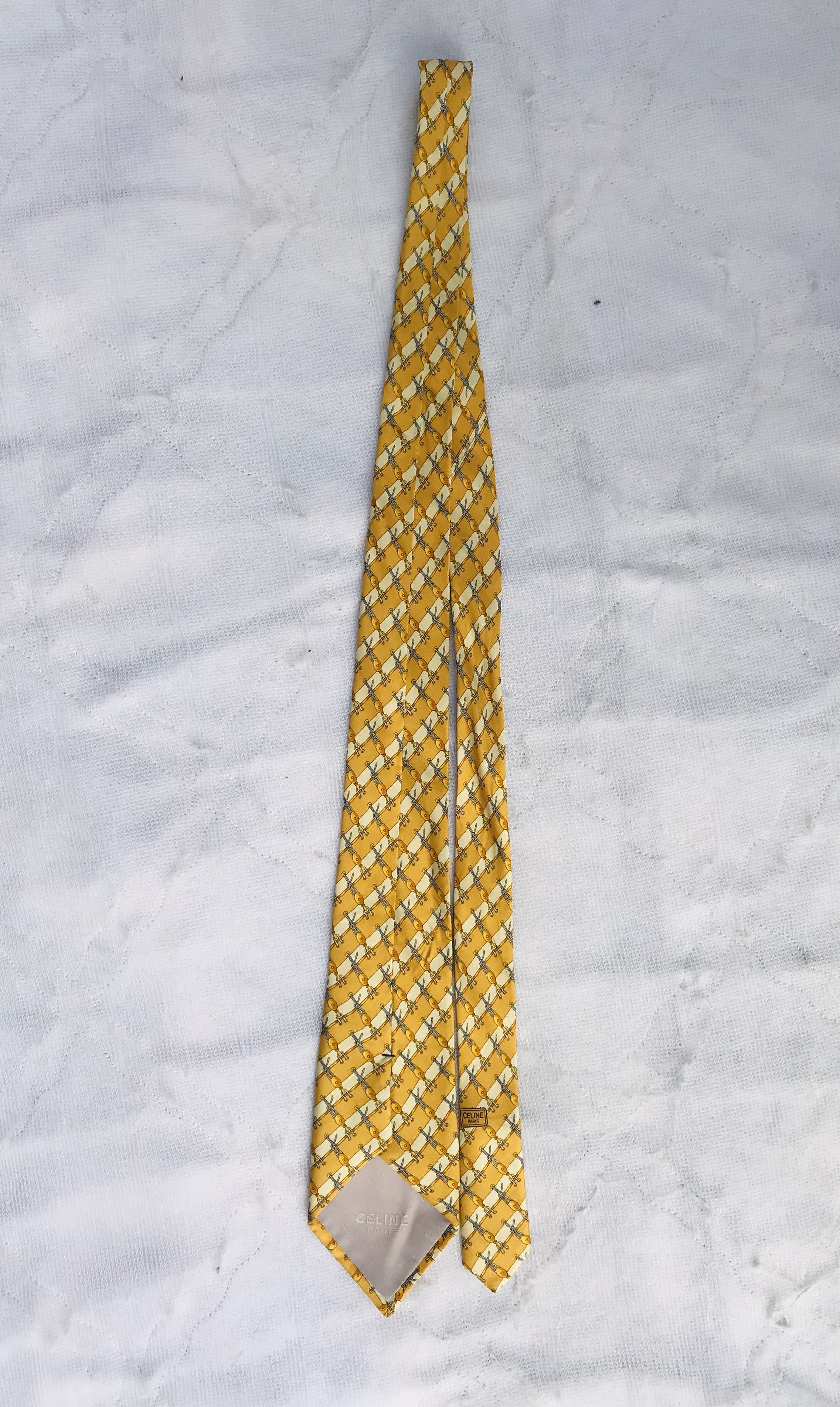 Celine Celine Paris Men's Silk Tie Yellow Monogram Luxury NECKTIE Size ONE SIZE - 3 Thumbnail