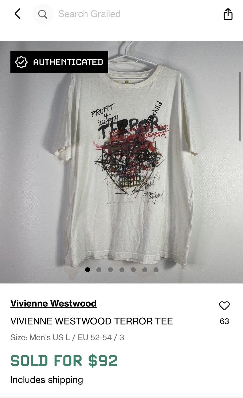 Vivienne Westwood Vivienne Westwood Terror RARE vintage big print t-shirt Size US XL / EU 56 / 4 - 6 Thumbnail