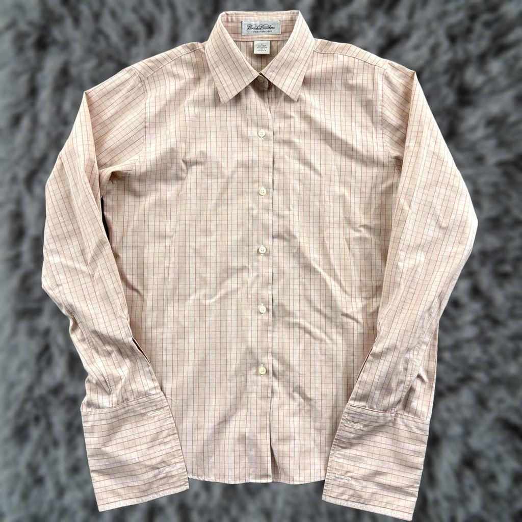Brooks Brothers Brooks Brothers Shirt Womens Small Beige Long Sleeve Button Down Check Preppy Size S / US 4 / IT 40 - 1 Thumbnail