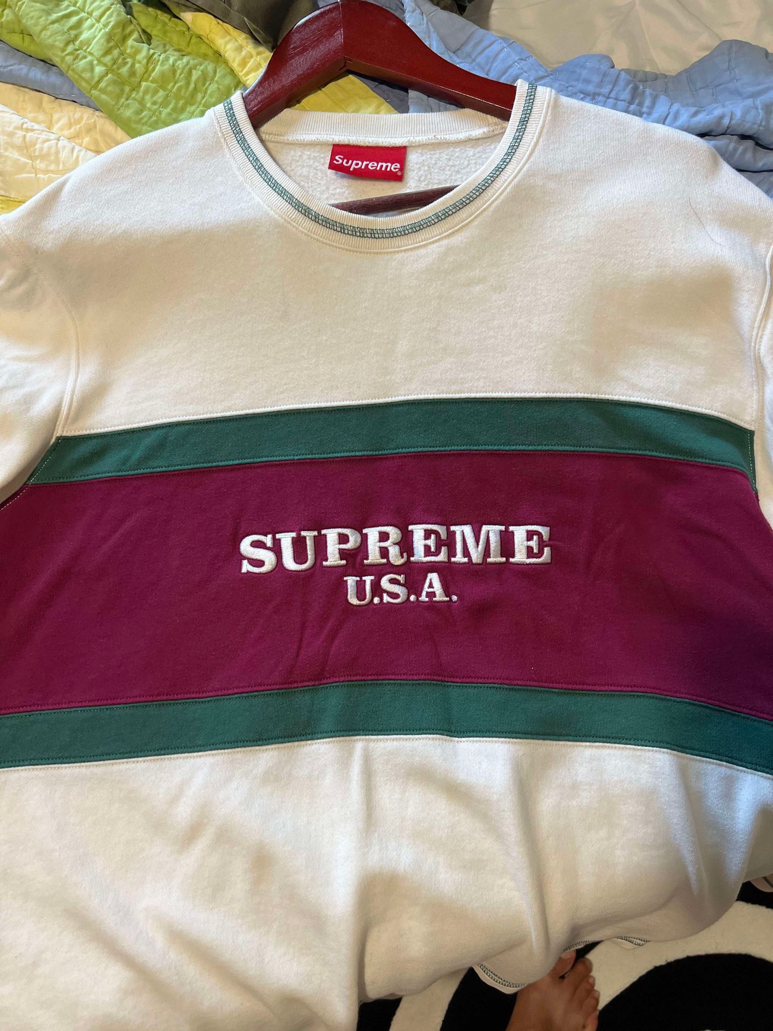 Supreme Supreme Center Stripe Crewneck Size US L / EU 52-54 / 3 - 4 Thumbnail