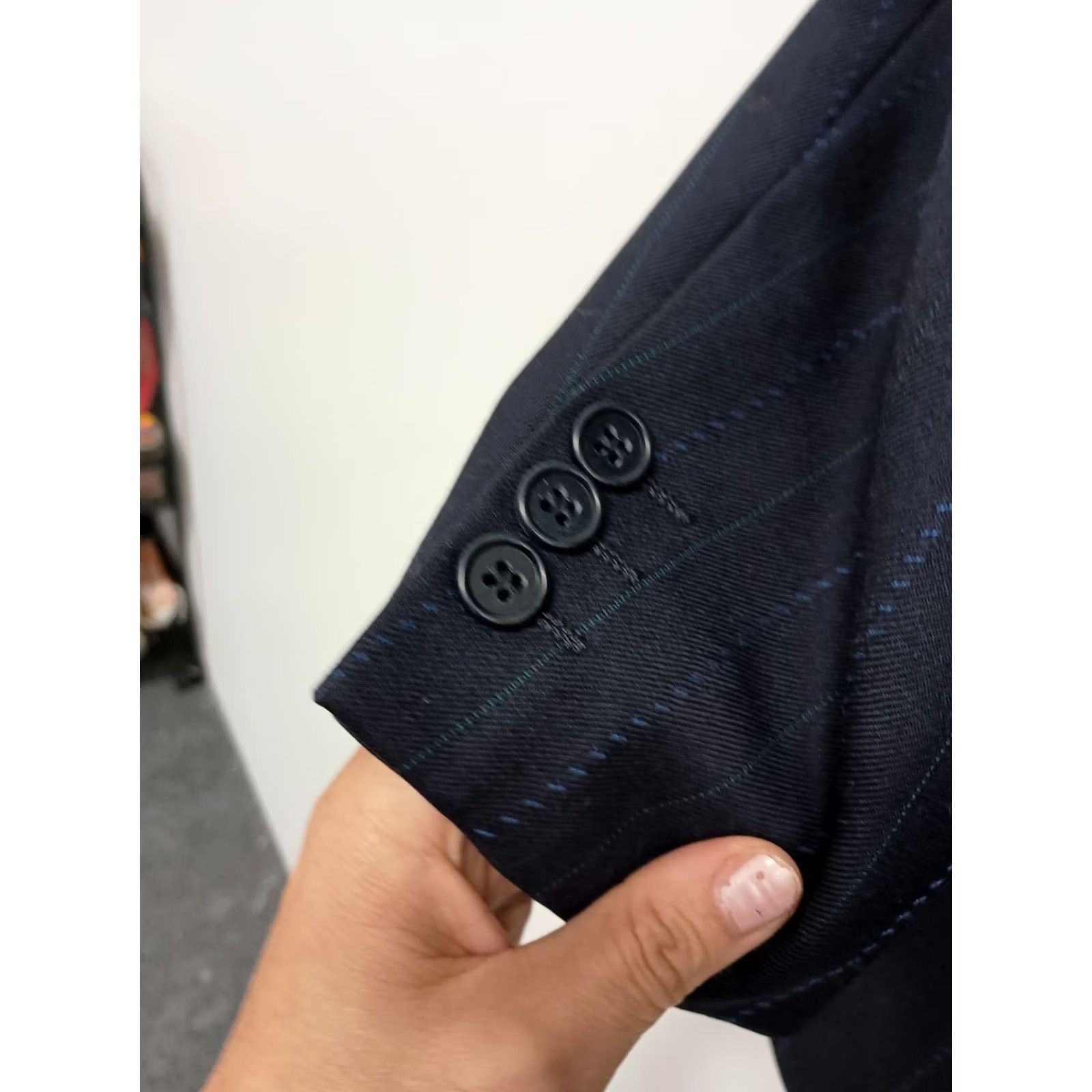 Hugo Boss VTG Hugo Boss Jacket Mens Sz 40R Navy Striped Pure Wool Double Breasted Sport Size US XXS / EU 40 - 4 Thumbnail
