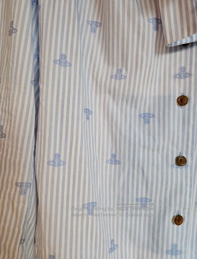 Vivienne Westwood Vivienne Westwood Sky Blue Striped Bow Blouse Size S / US 4 / IT 40 - 6 Thumbnail