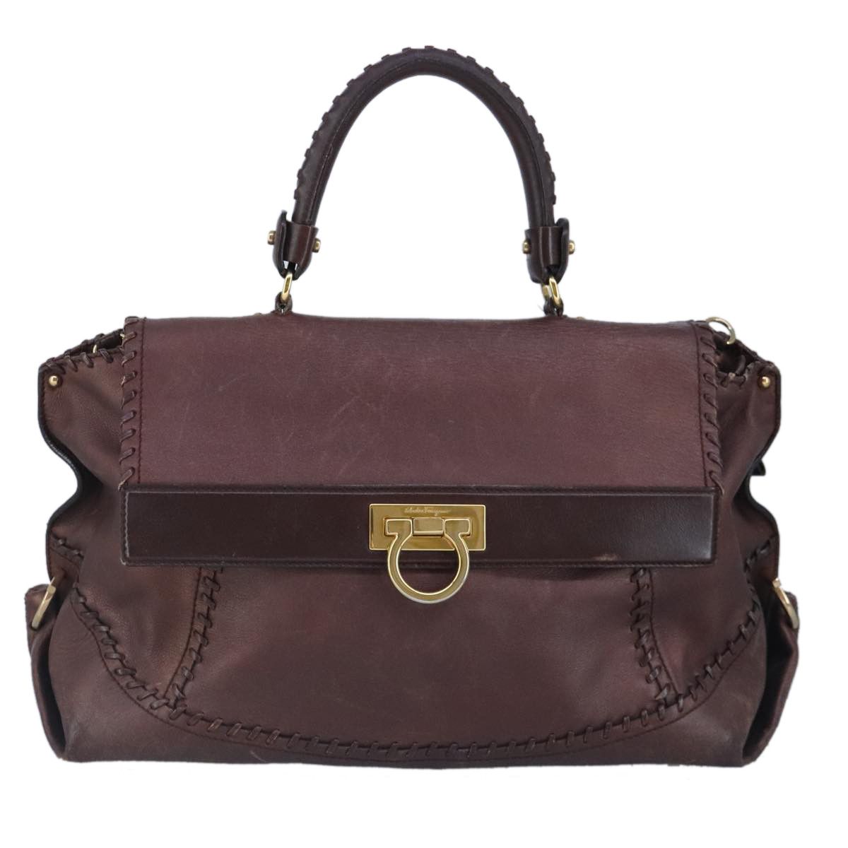 Salvatore Ferragamo Brown Leather Handbag (Pre-Owned) Size ONE SIZE - 1 Thumbnail