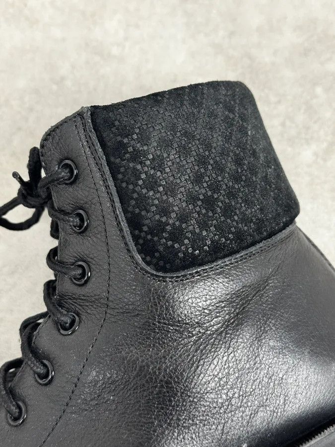 Gucci Gucci Black Leather Lace-Up Textured Cuff Boots Size US 9 / EU 42 - 5 Thumbnail
