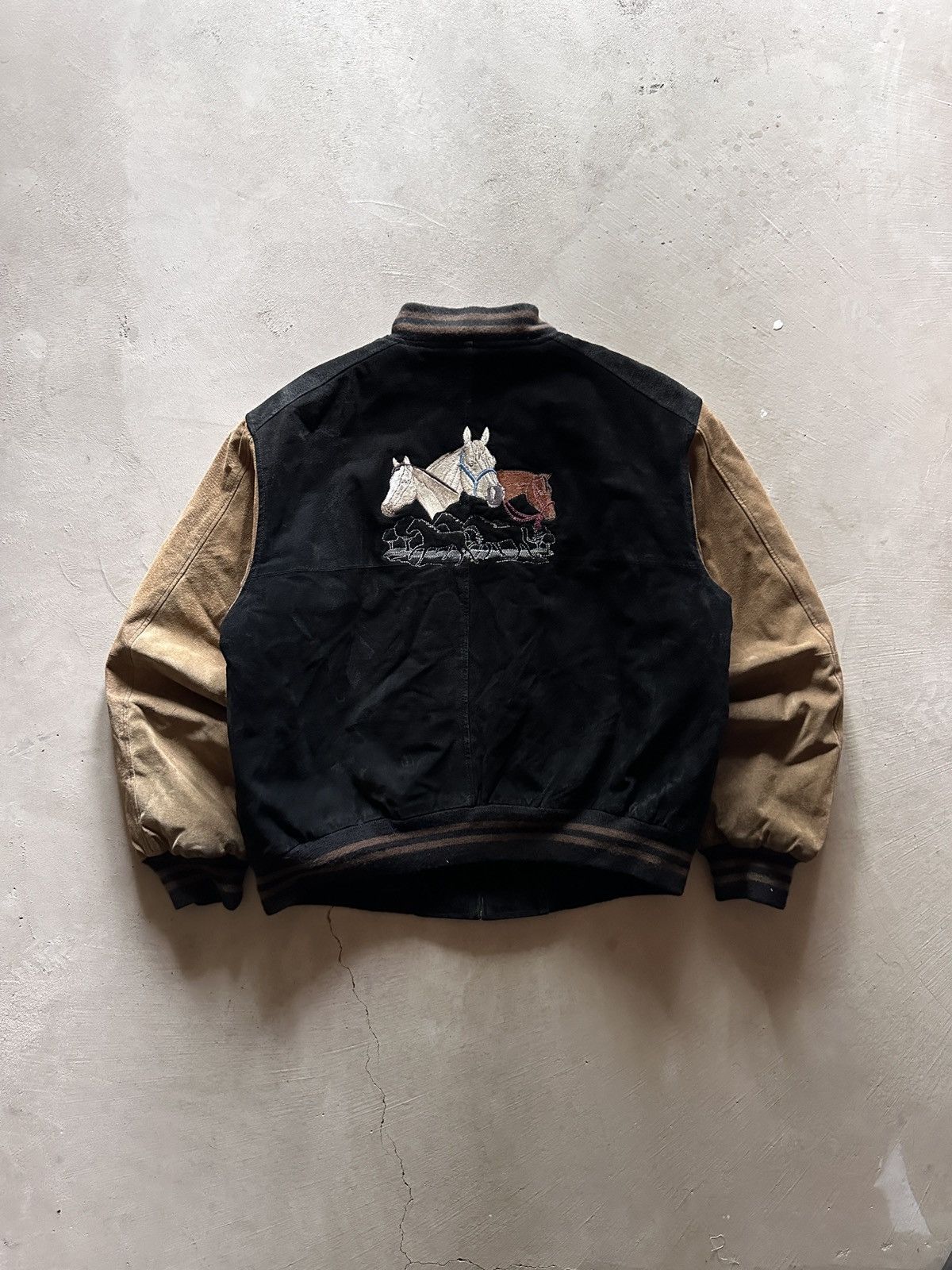 Vintage vintage 90s western suede embroidered varsity jacket Size US XL / EU 56 / 4 - 1 Thumbnail