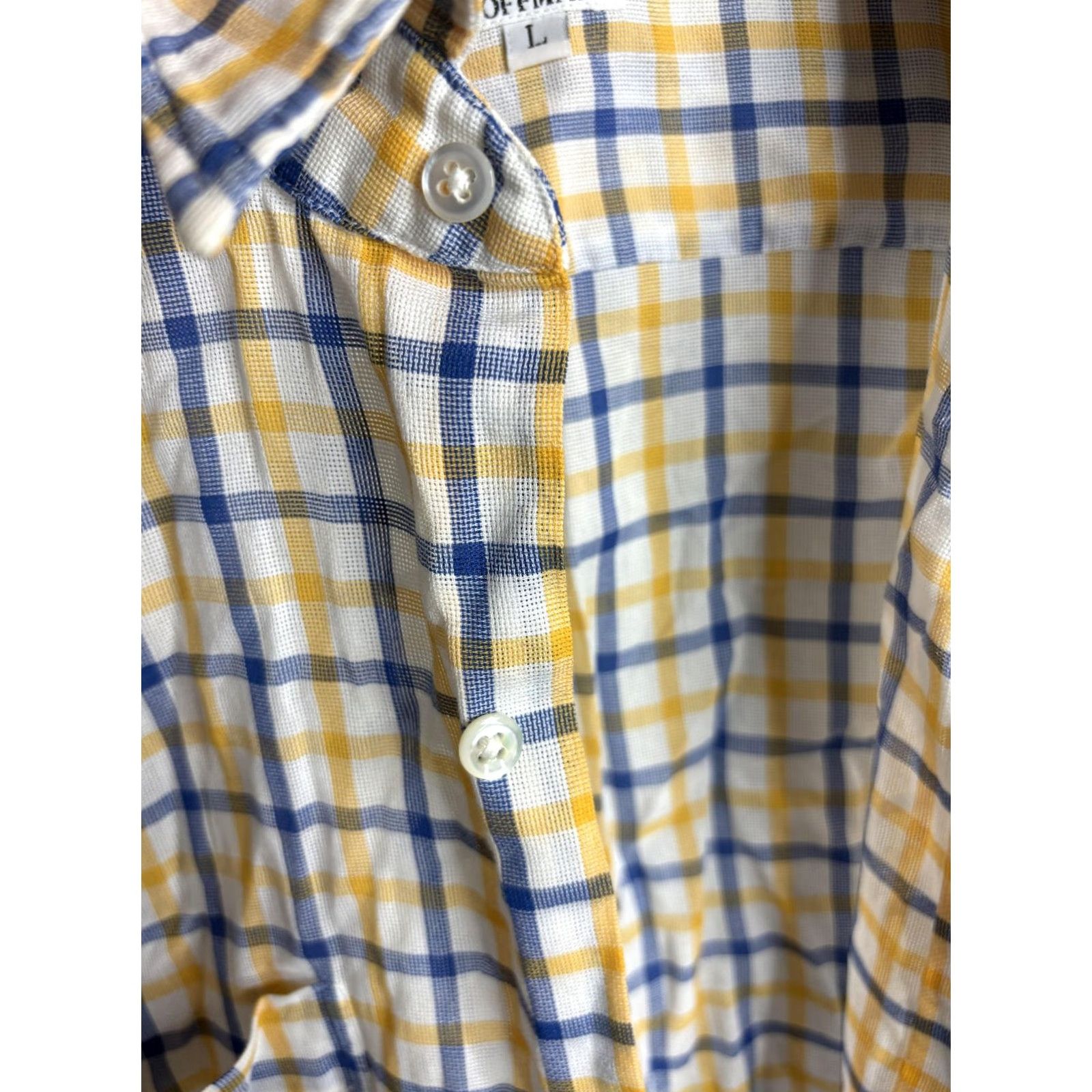 Vintage Maus & Hoffman Shirt Mens L Yellow Blue Plaid Short Sleeve Button Up Casual Shirts Size US L / EU 52-54 / 3 - 4 Thumbnail