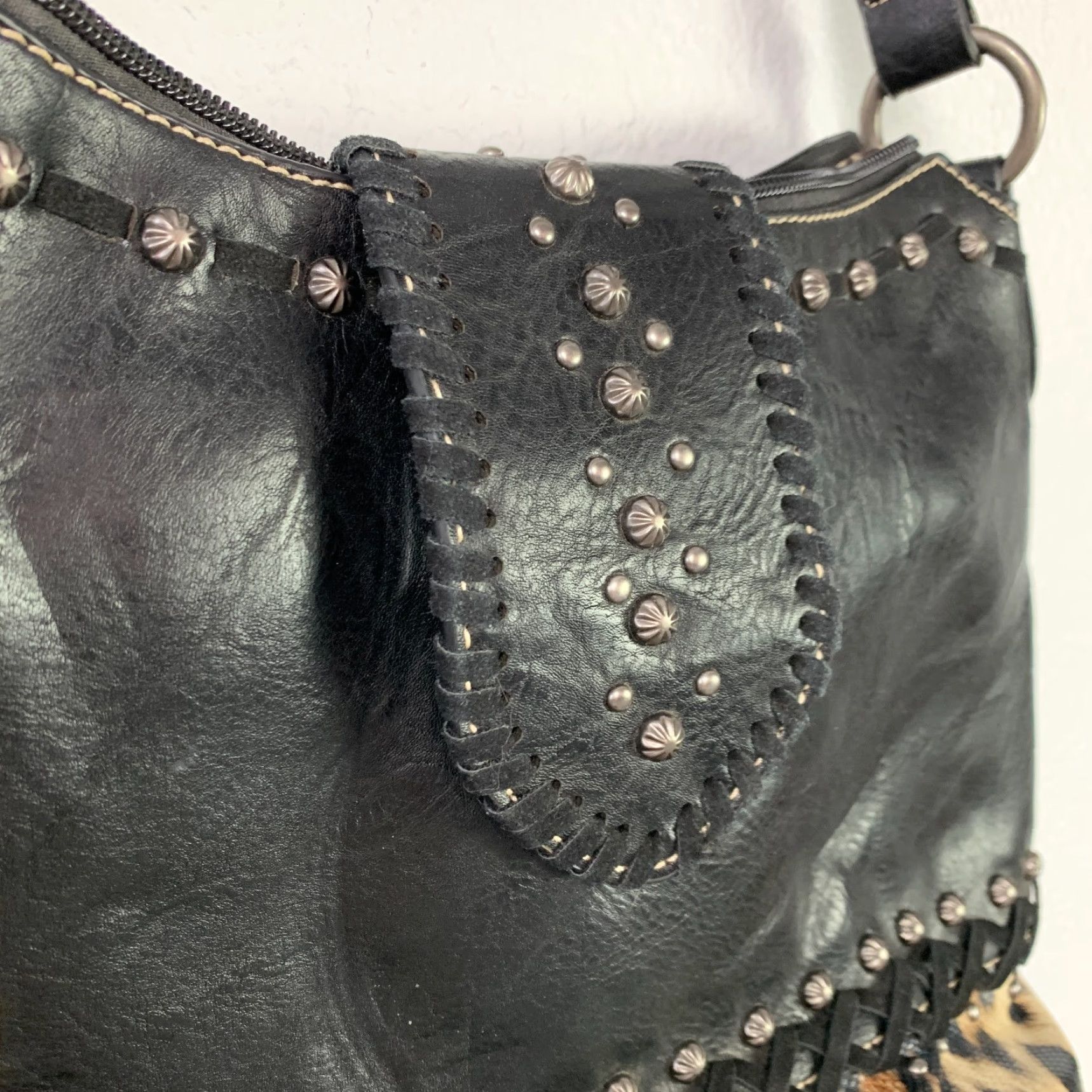 Vintage VINTAGE American Bling Shoulder Bag Purse Black Animal Print Concealed Carry NWT Size ONE SIZE - 4 Thumbnail