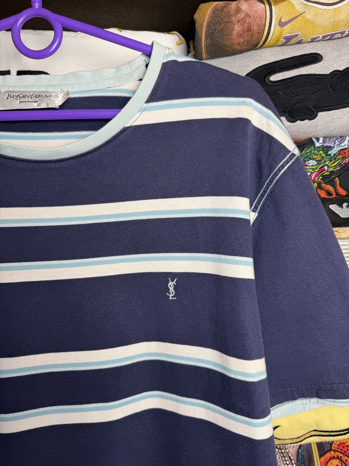 Yves Saint Laurent Vintage 90s Yves Saint Laurent YSL Striped Tee Tshirt Size US XL / EU 56 / 4 - 4 Thumbnail