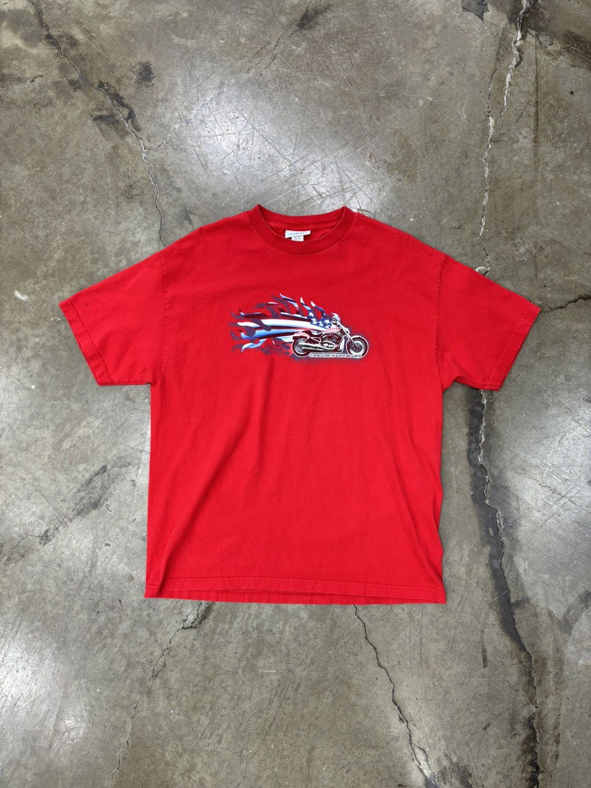 Vintage Vintage Canyon River Blue Motorcycle American Flag Tee XL Size US XL / EU 56 / 4 - 2 Thumbnail