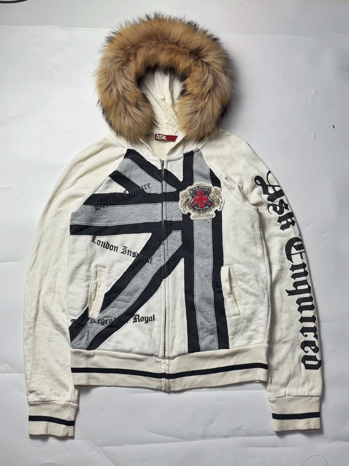 Pre-owned Hysteric Glamour X If Six Was Nine Fur Hoodie England Poem Ask Enquired In White