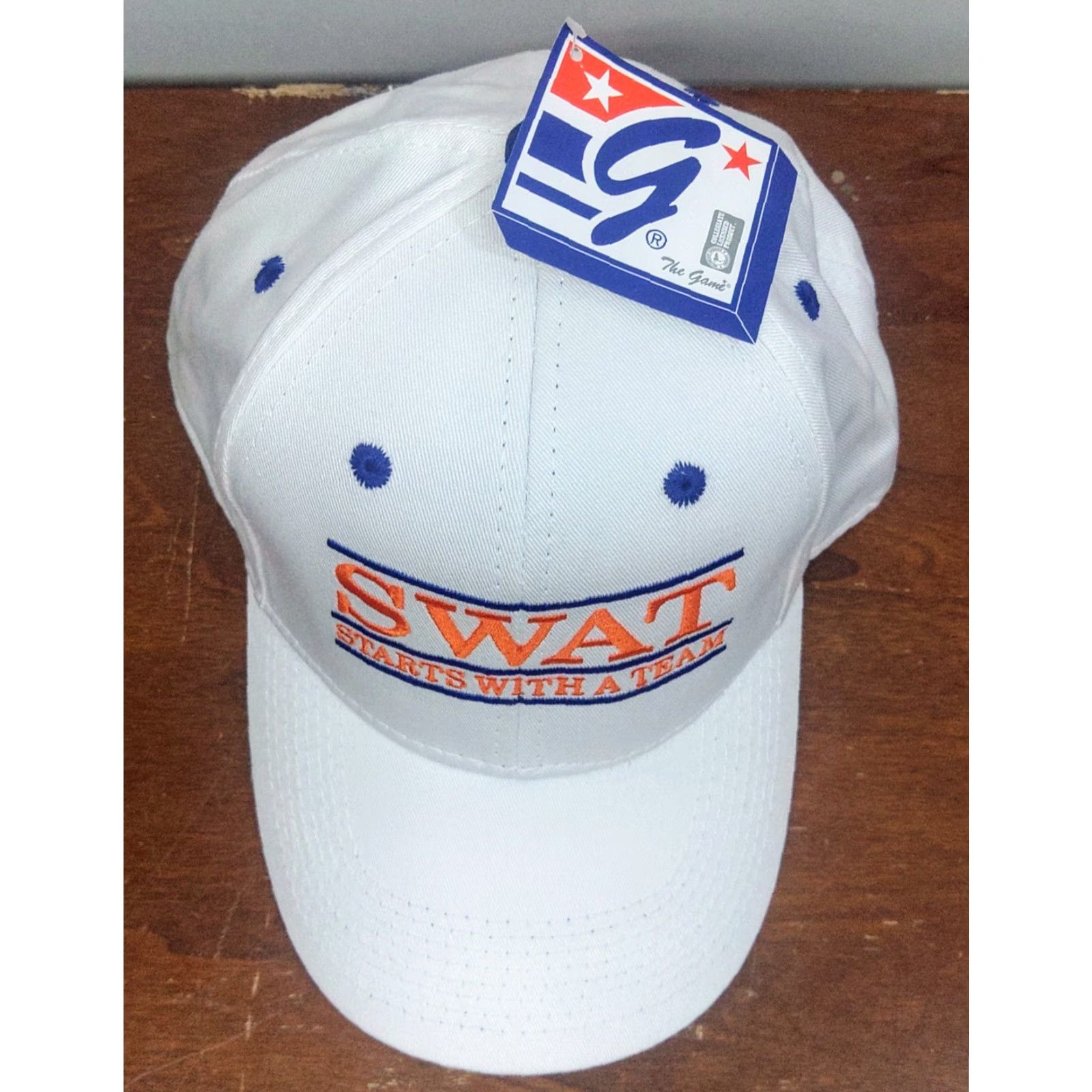 Vintage VINTAGE The Game S.W.A.T. White Hat Baseball Cap Adjustable Twill Cotton Mens Hat White 90s Football OutdoorSports Casual Travel Workwear Size ONE SIZE - 3 Thumbnail